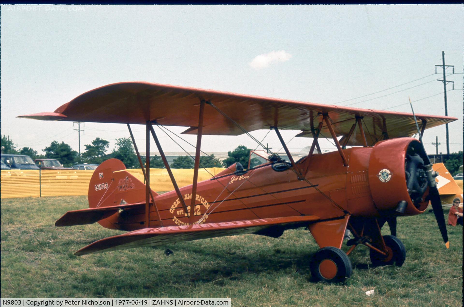 N9803, 1929 Curtiss-Wright Travel Air 4000 C/N 958, Displayed at Zahns Airport, Amityville, Long Island NY in 1977 - airport later closed in 1980