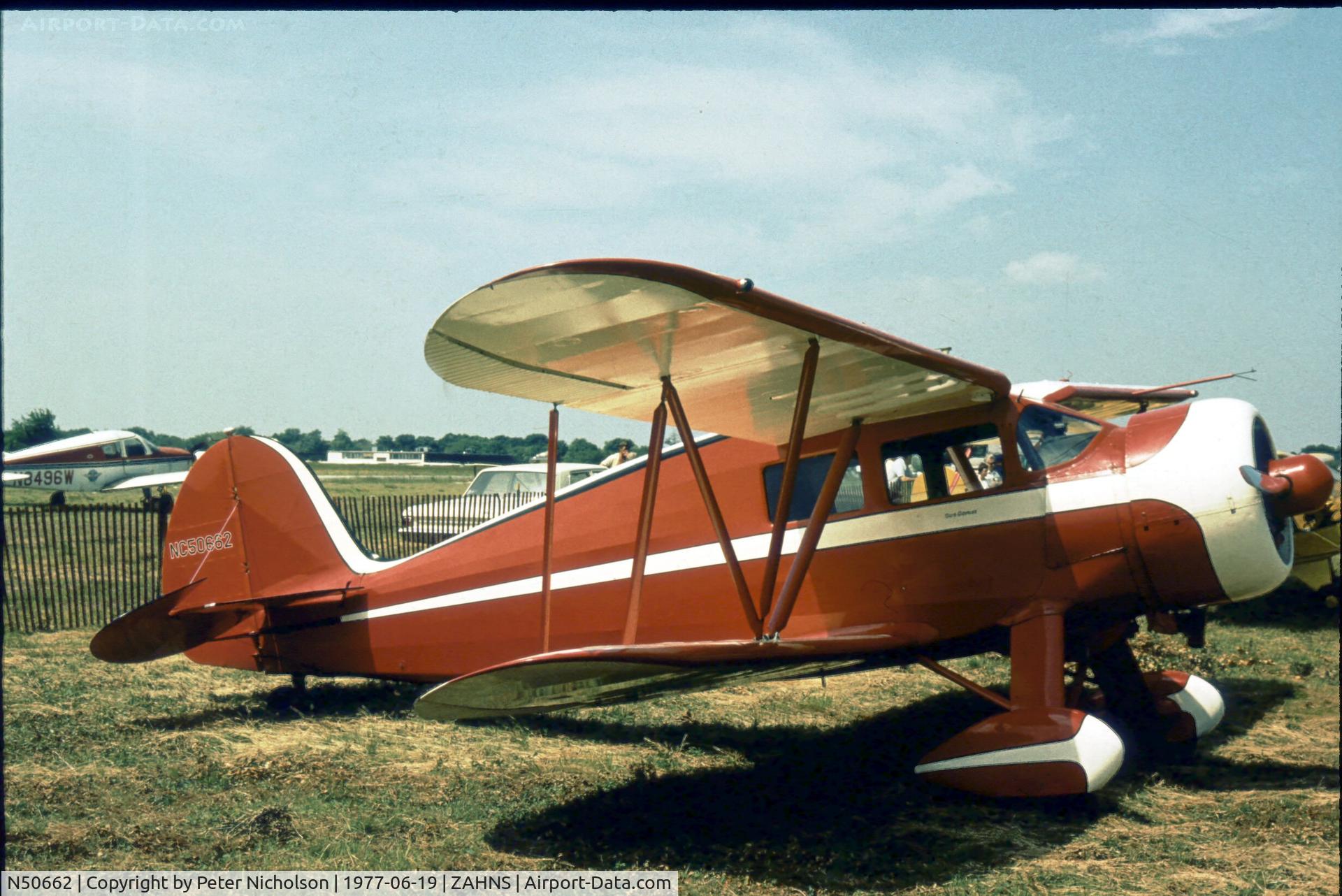 N50662, 1939 Waco Formerly ZKS-7 now HKS-7 C/N 5221, As NC50662 this Waco was seen at Zahns Airport, Amityville NY in 1977 - airfield later closed in 1980