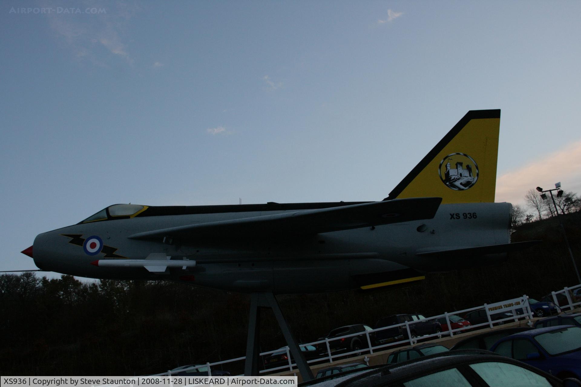 XS936, English Electric Lightning F.6 C/N 95269, Taken at Liskeard, Cornwall in a used car garage (Castle Motors) on the 28th November 2008