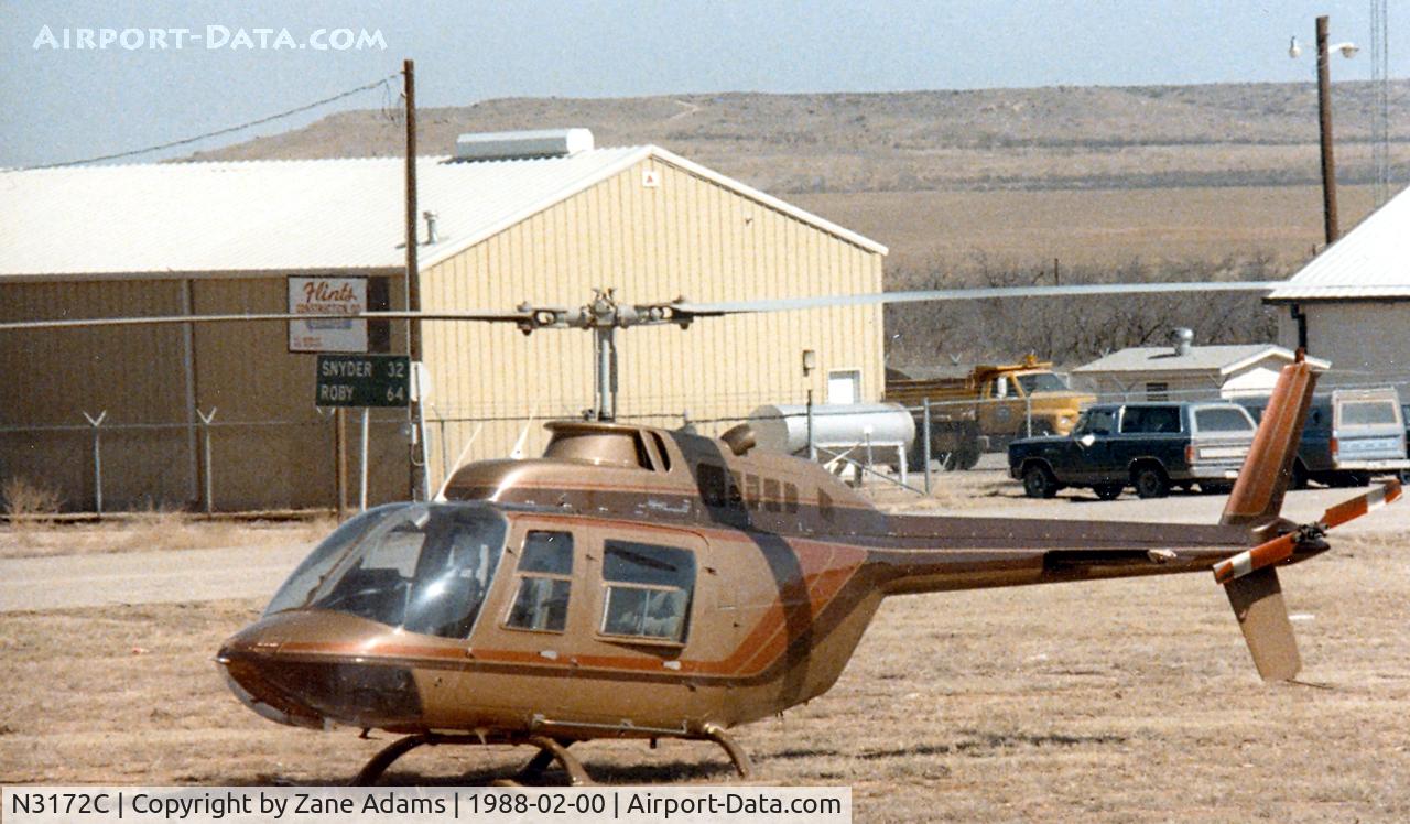N3172C, Bell 206B C/N 3669, Bell 206B at Gail, TX ( Borden County Sheriff Department? )