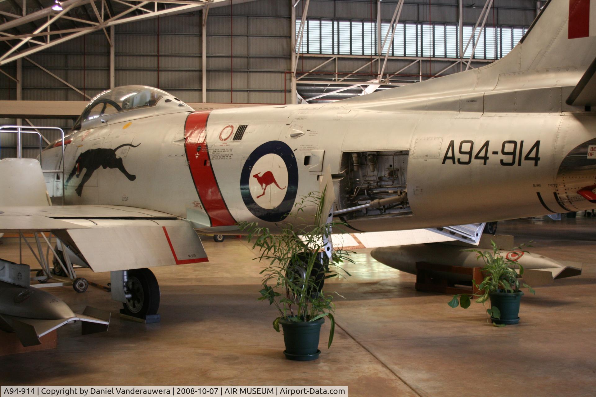 A94-914, 1954 Commonwealth CA-27 Sabre Mk.32 C/N CA27-14, Displayed in Austalian Aviation Heritage Centre - Winnellie NT