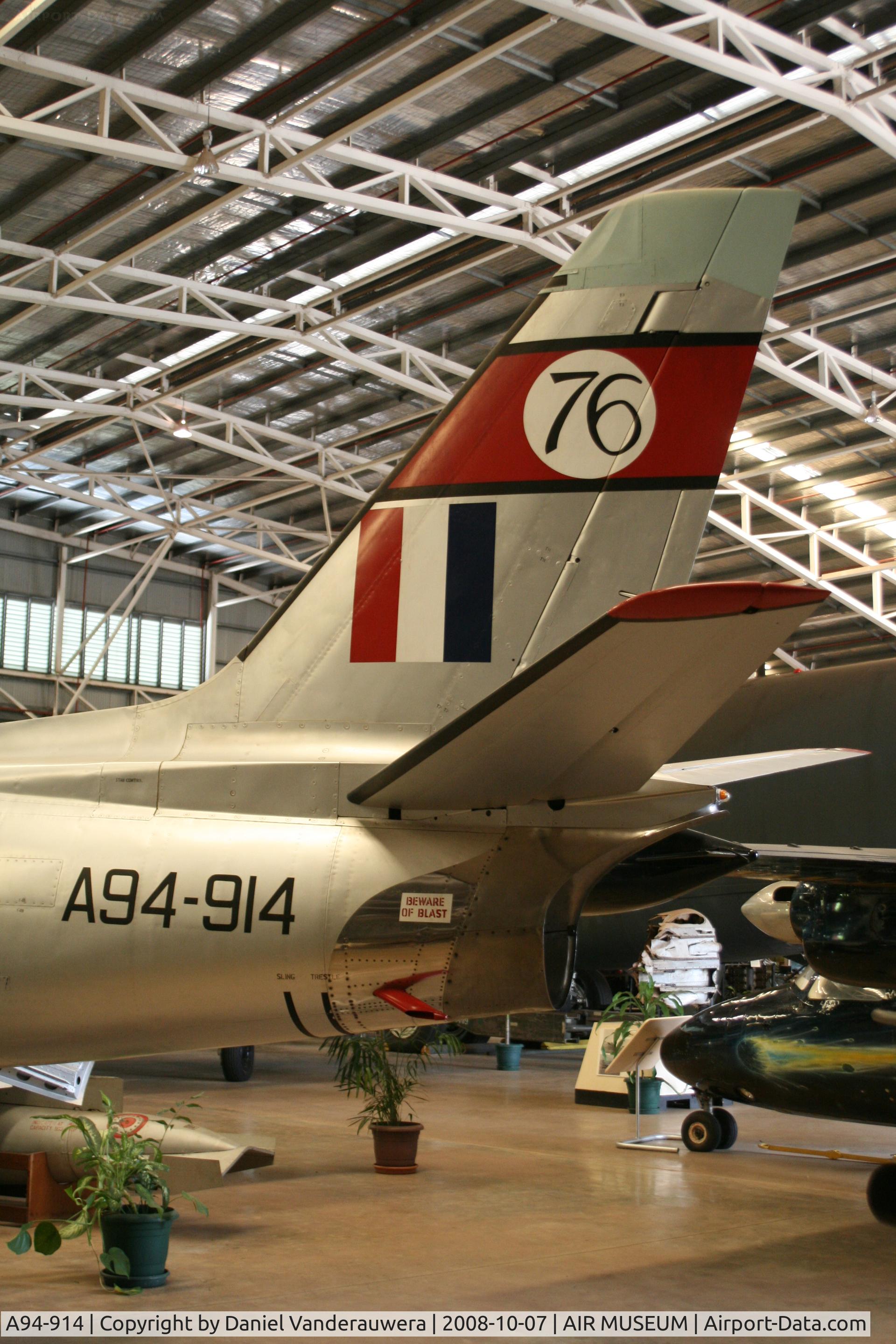 A94-914, 1954 Commonwealth CA-27 Sabre Mk.32 C/N CA27-14, Displayed in Austalian Aviation Heritage Centre - Winnellie NT