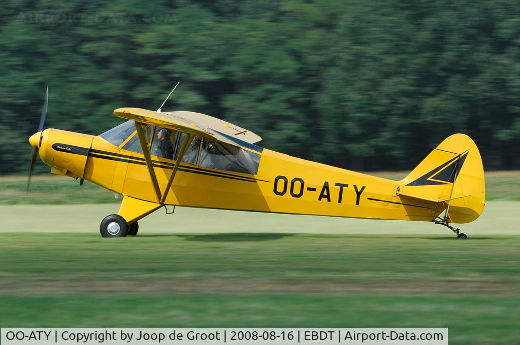 OO-ATY, Piper L-18C Super Cub (PA-18-95) C/N 18-3221, landing at Schaffen