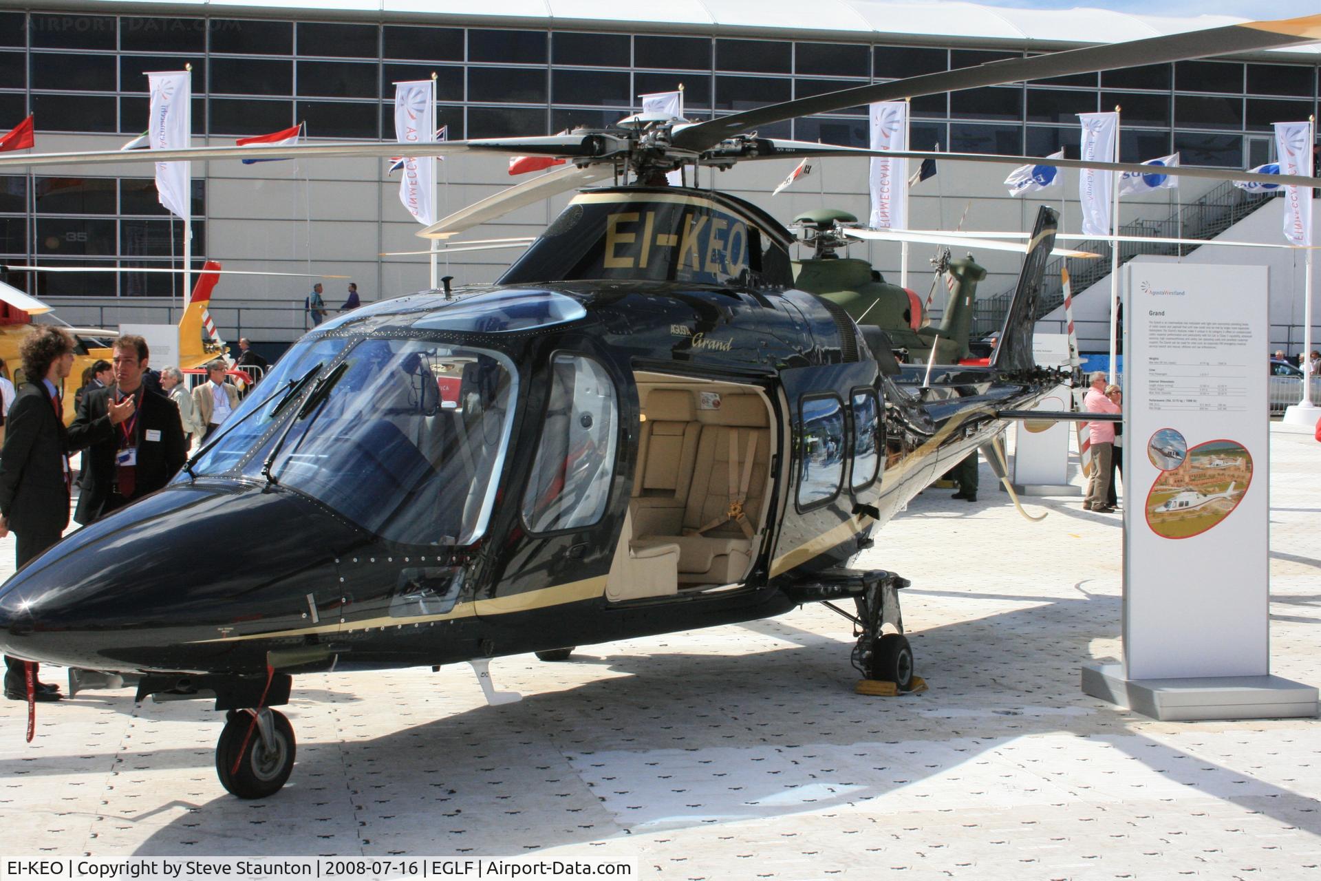 EI-KEO, 2005 Agusta A-109S Grand C/N 22004, Taken at Farnborough Airshow on the Wednesday trade day, 16th July 2009.