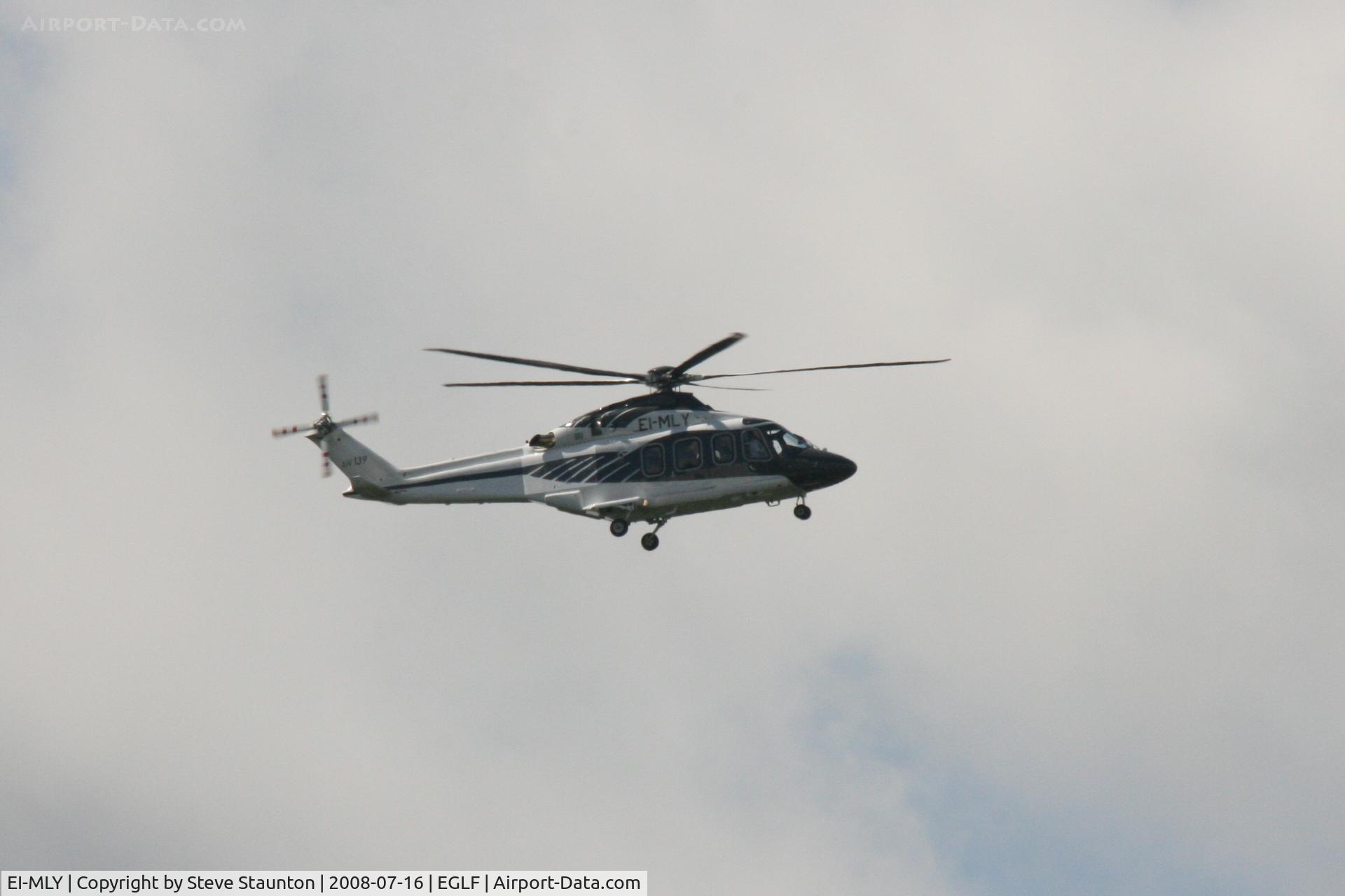 EI-MLY, 2008 AgustaWestland AW-139 C/N 31123, Taken at Farnborough Airshow on the Wednesday trade day, 16th July 2009.