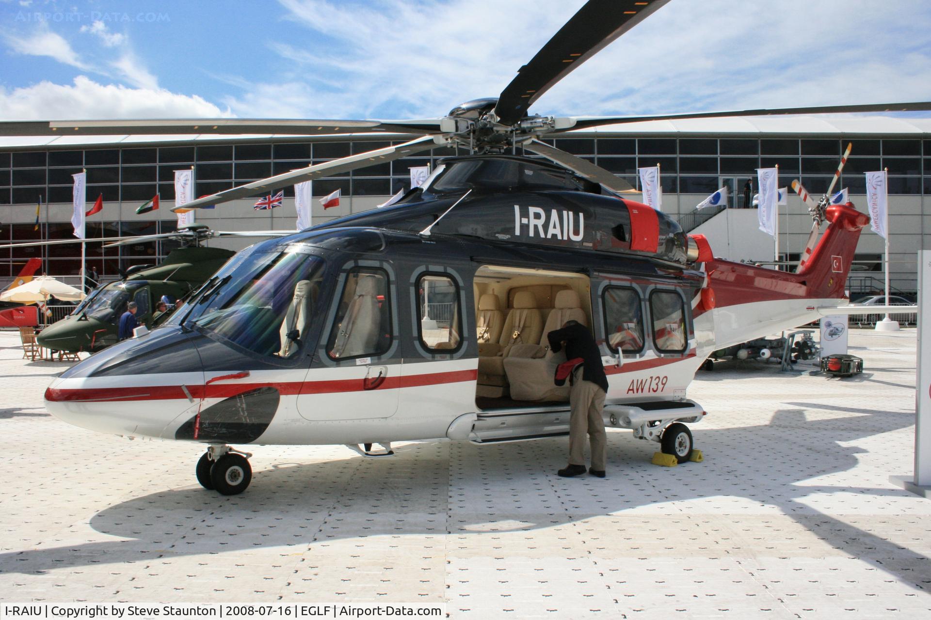 I-RAIU, AgustaWestland AW-139 C/N 31133, Taken at Farnborough Airshow on the Wednesday trade day, 16th July 2009.