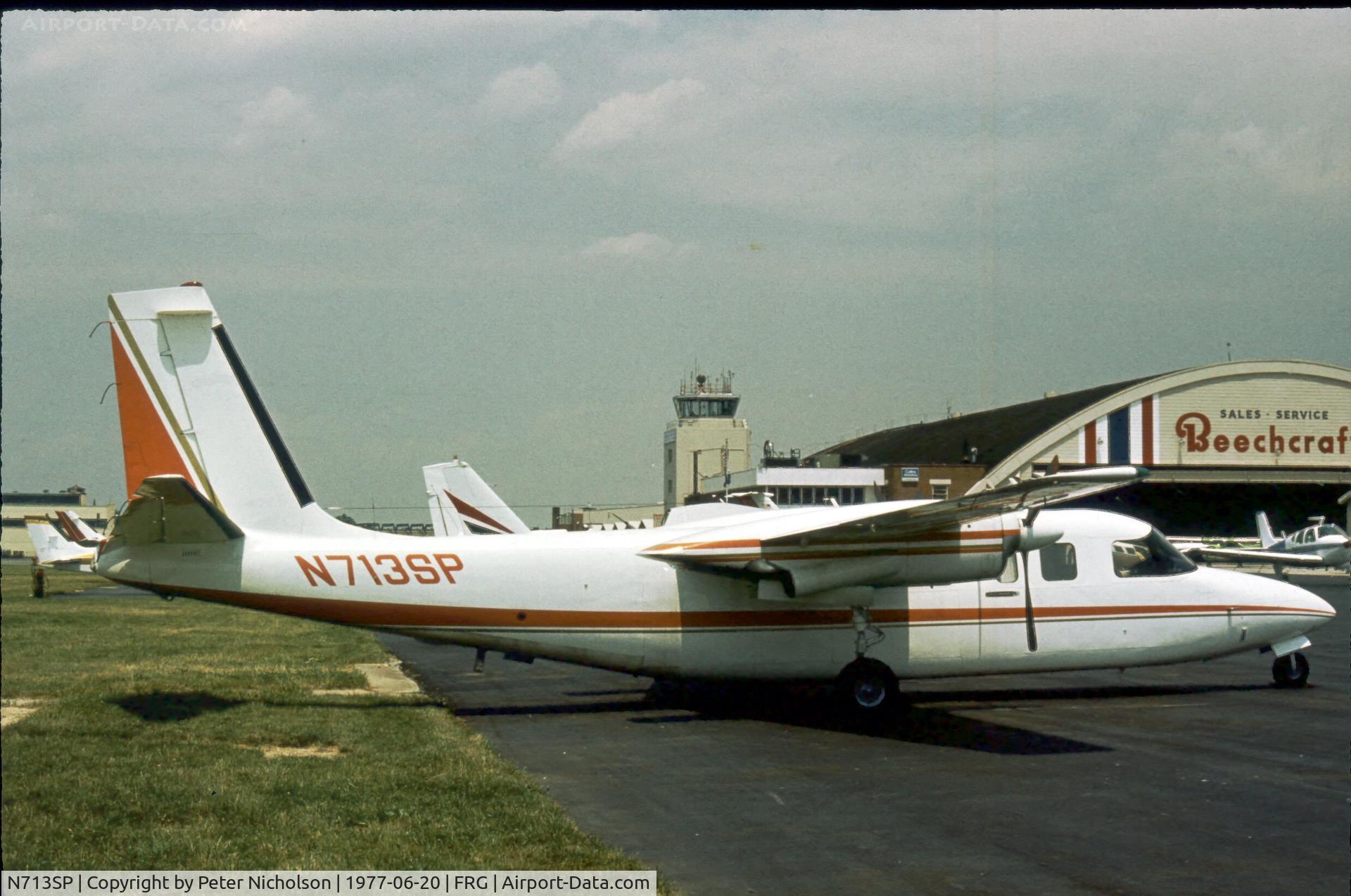 N713SP, 1968 Aero Commander 680W C/N 1805-27, As seen at Republic Airport, Long Island in 1977