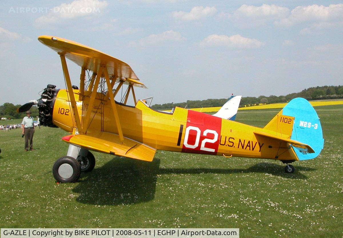 G-AZLE, 1940 Boeing E-75 C/N 75-8543, POPHAM DEHAVILLAND FLY-IN 2008 BASED AT PRIVATE STRIP TONGHAM SURREY UK