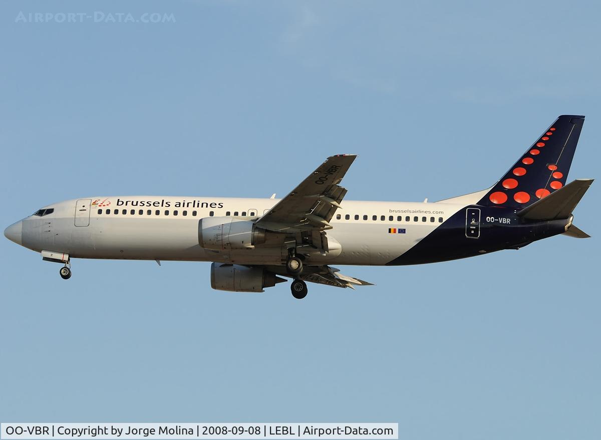 OO-VBR, 1989 Boeing 737-4Y0 C/N 24134, Clear to land RWY 25R.