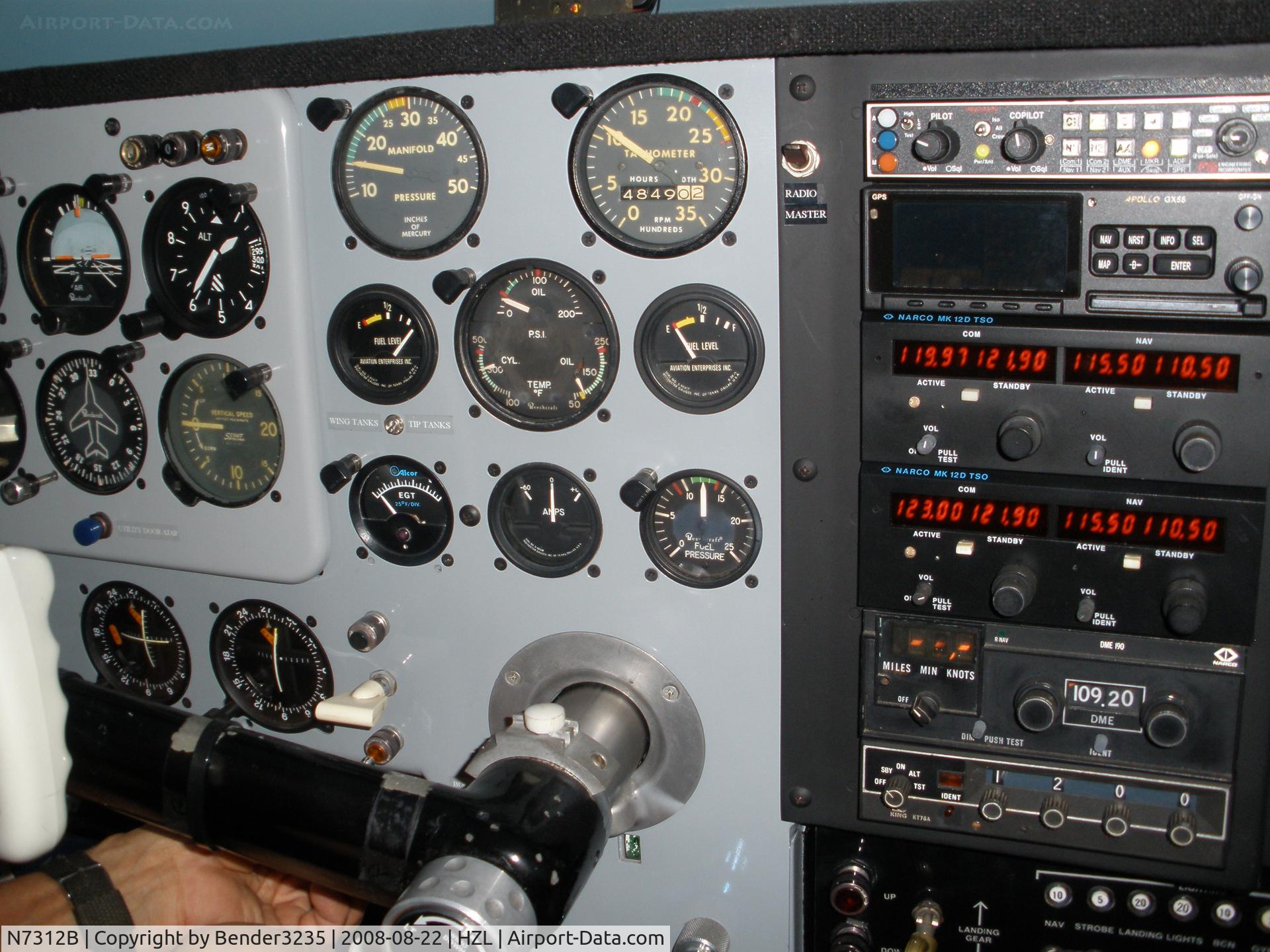 N7312B, 1954 Beech E35 C/N D-3775, The Panel of N7312B