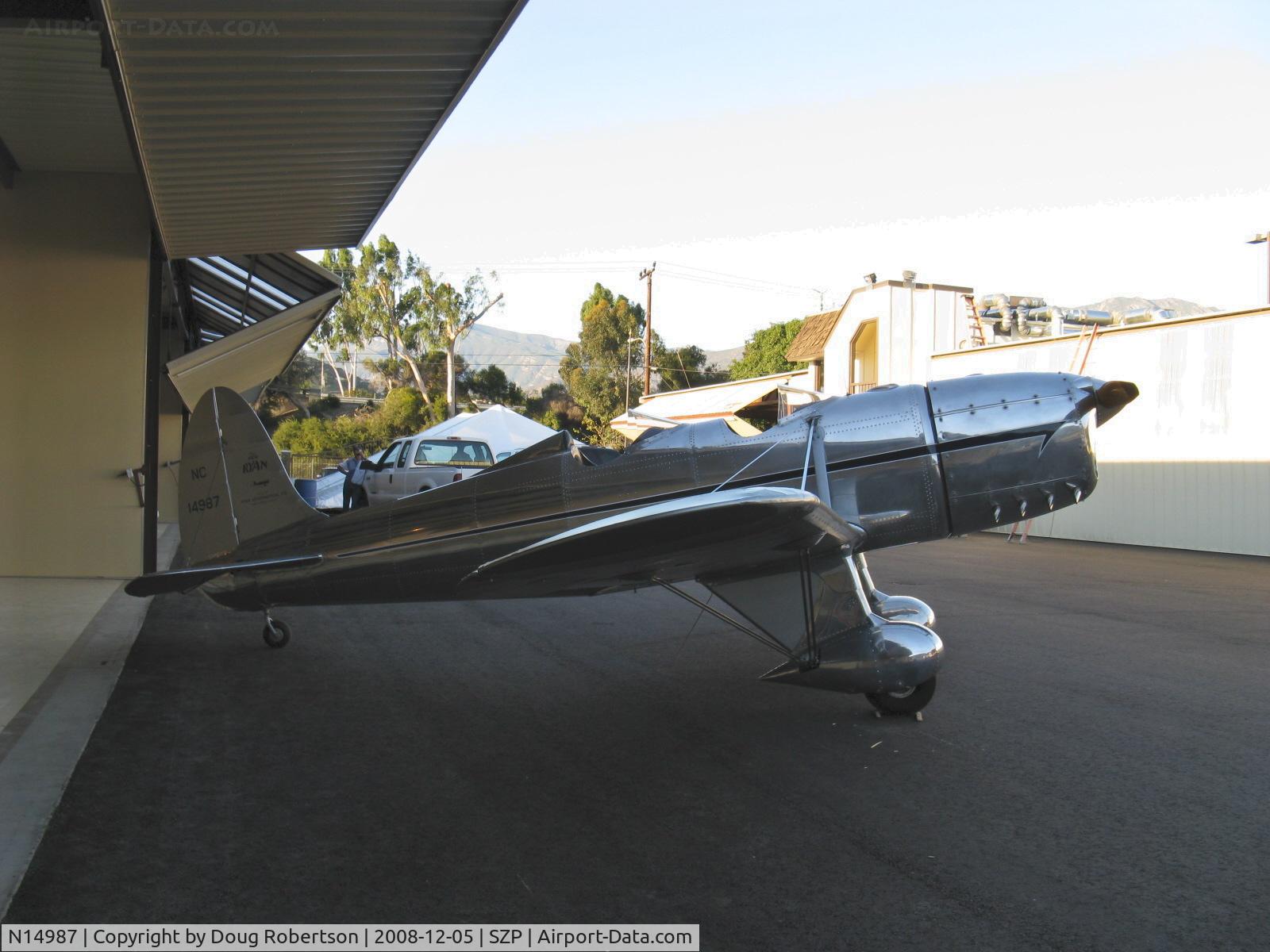 N14987, Ryan Aeronautical ST-A C/N 124, Ryan Aeronautical ST-A, Menasco Super Pirate D4B 125 Hp