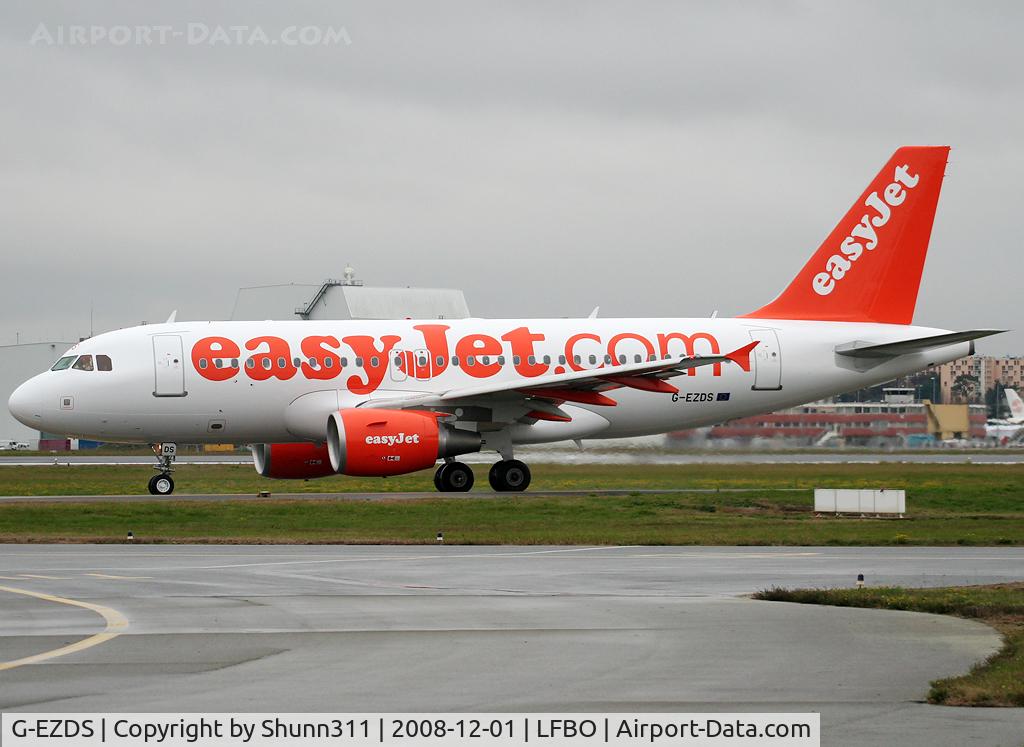 G-EZDS, 2008 Airbus A319-111 C/N 3702, Rolling holding point rwy 32R fordeparture and without any other titles on fuselage...