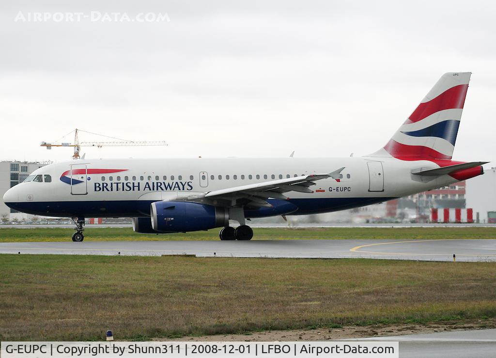 G-EUPC, 1999 Airbus A319-131 C/N 1118, Rolling holding point rwy 32R for departure...
