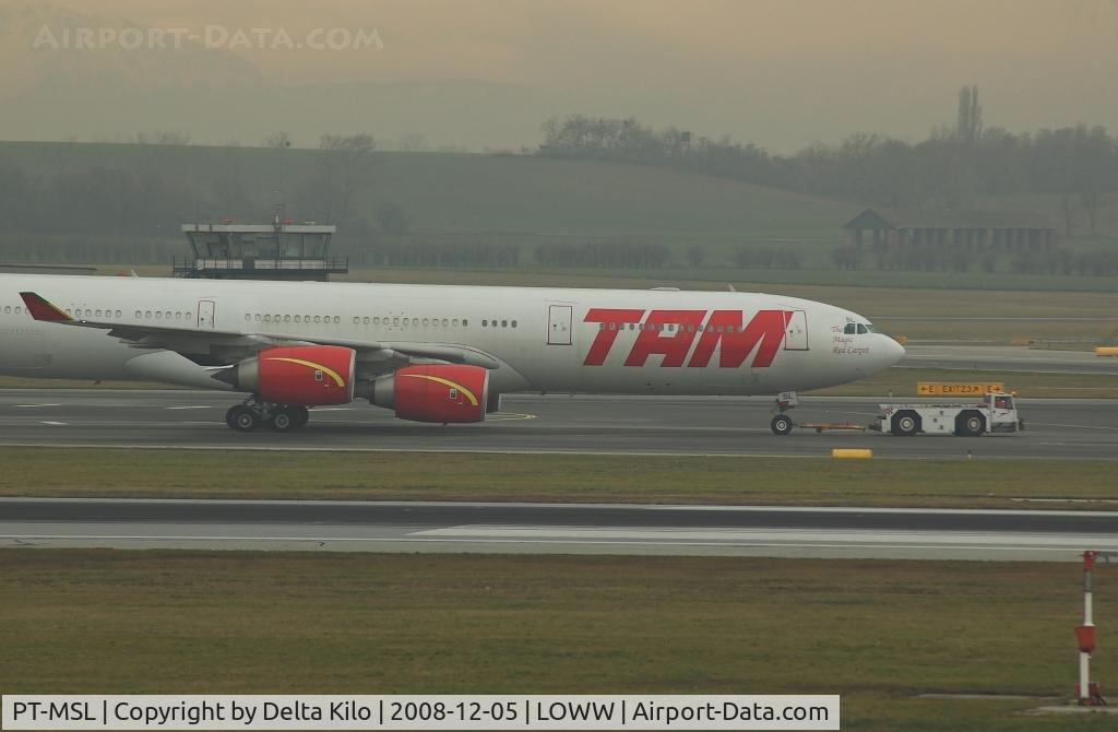 PT-MSL, 2003 Airbus A340-541 C/N 464, TAM  A-340-541 after the engine test of the Austrian technology