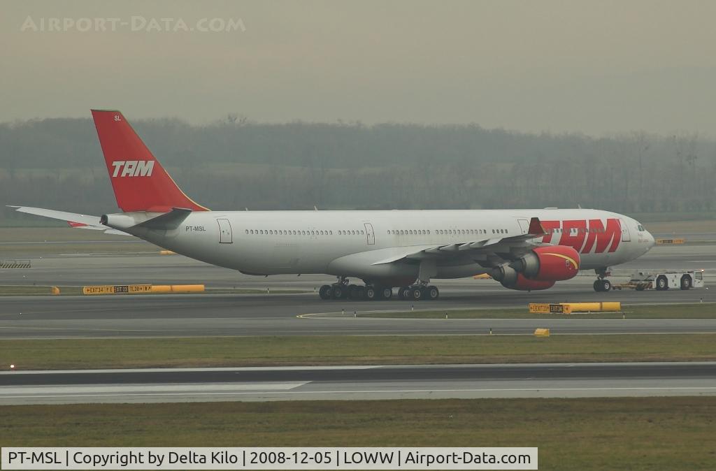 PT-MSL, 2003 Airbus A340-541 C/N 464, TAM  A-340-541 after the engine test of the Austrian technology
