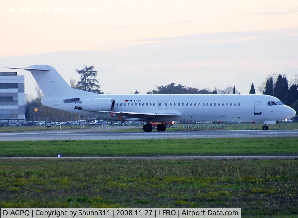 D-AGPQ, 1991 Fokker 100 (F-28-0100) C/N 11338, Ready for departure rwy 30R in all white c/s this time