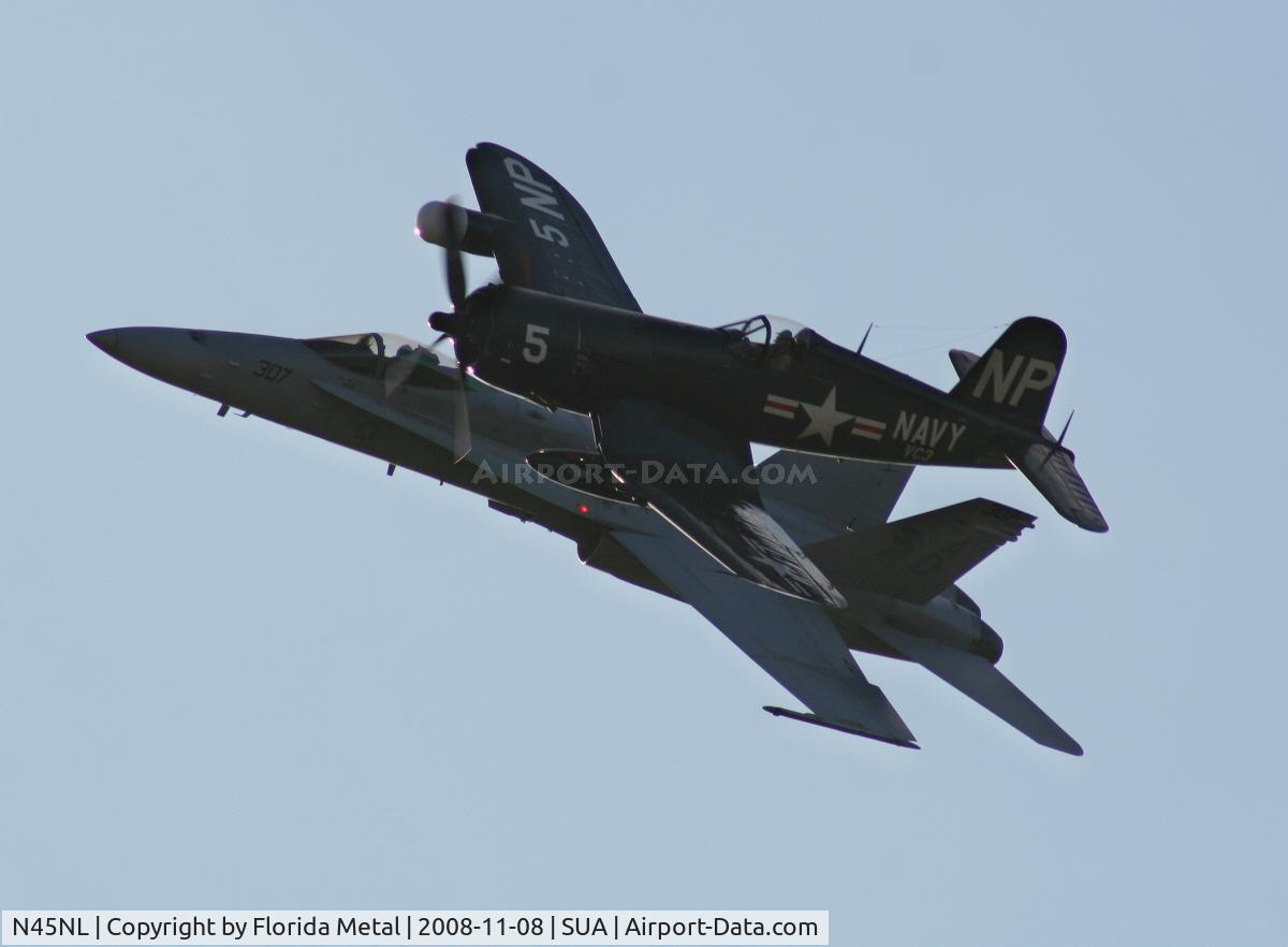 N45NL, 1951 Vought F4U-5NL Corsair C/N 124692, F4U-5NL Corsair with F-18 in Legacy Flight