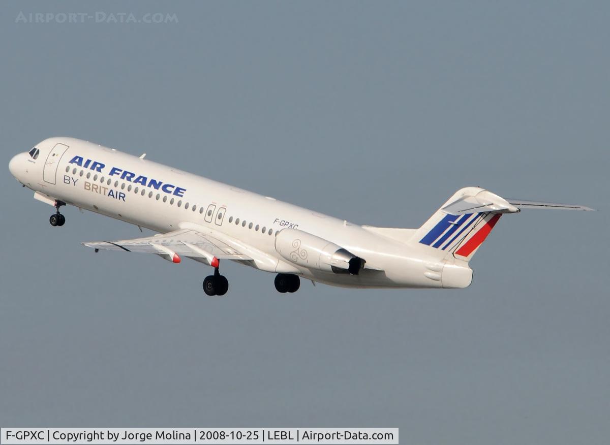 F-GPXC, 1994 Fokker 100 (F-28-0100) C/N 11493, Taking off RWY 25L.