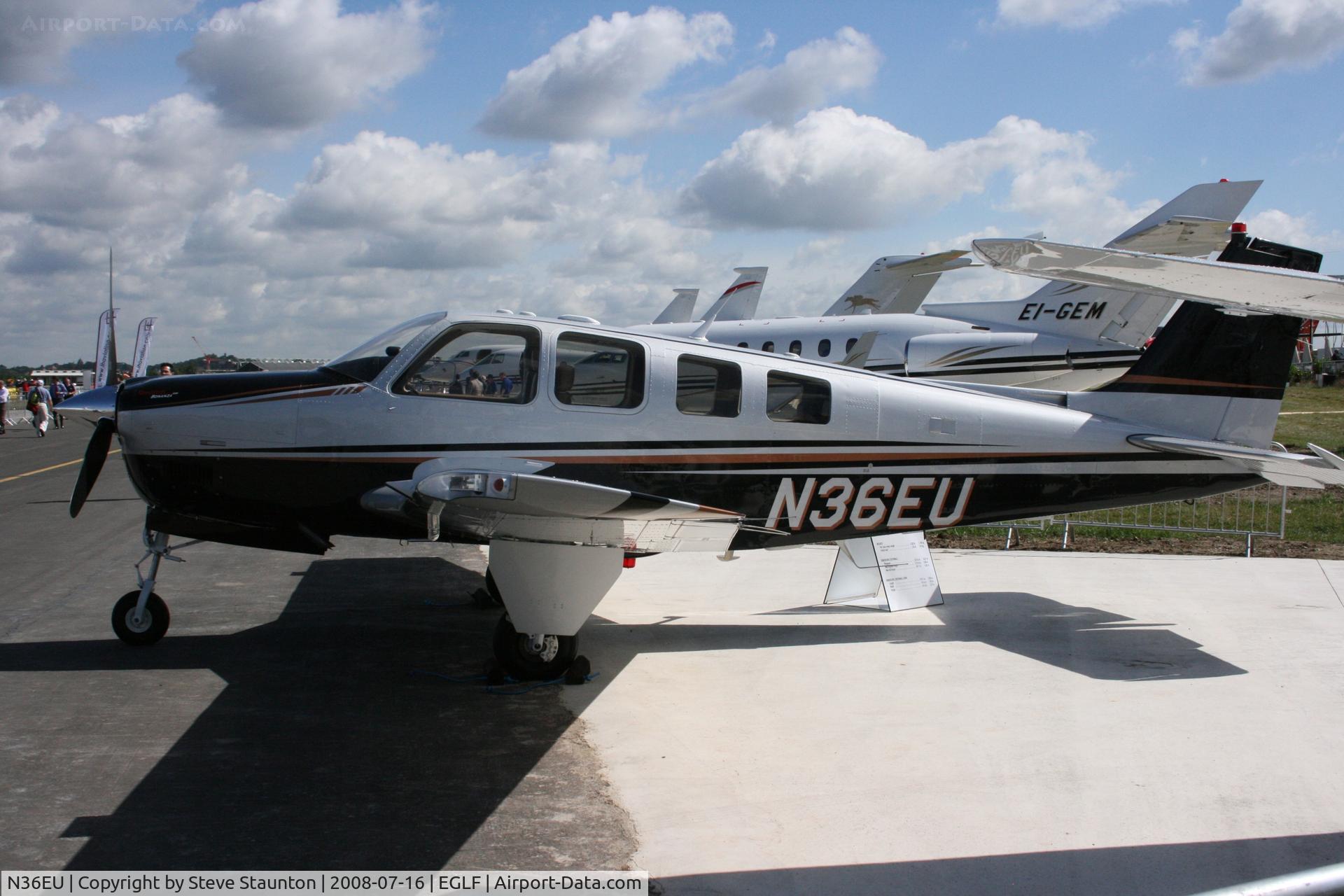 N36EU, Hawker Beechcraft Corp G36 Bonanza C/N E-3897, Taken at Farnborough Airshow on the Wednesday trade day, 16th July 2009