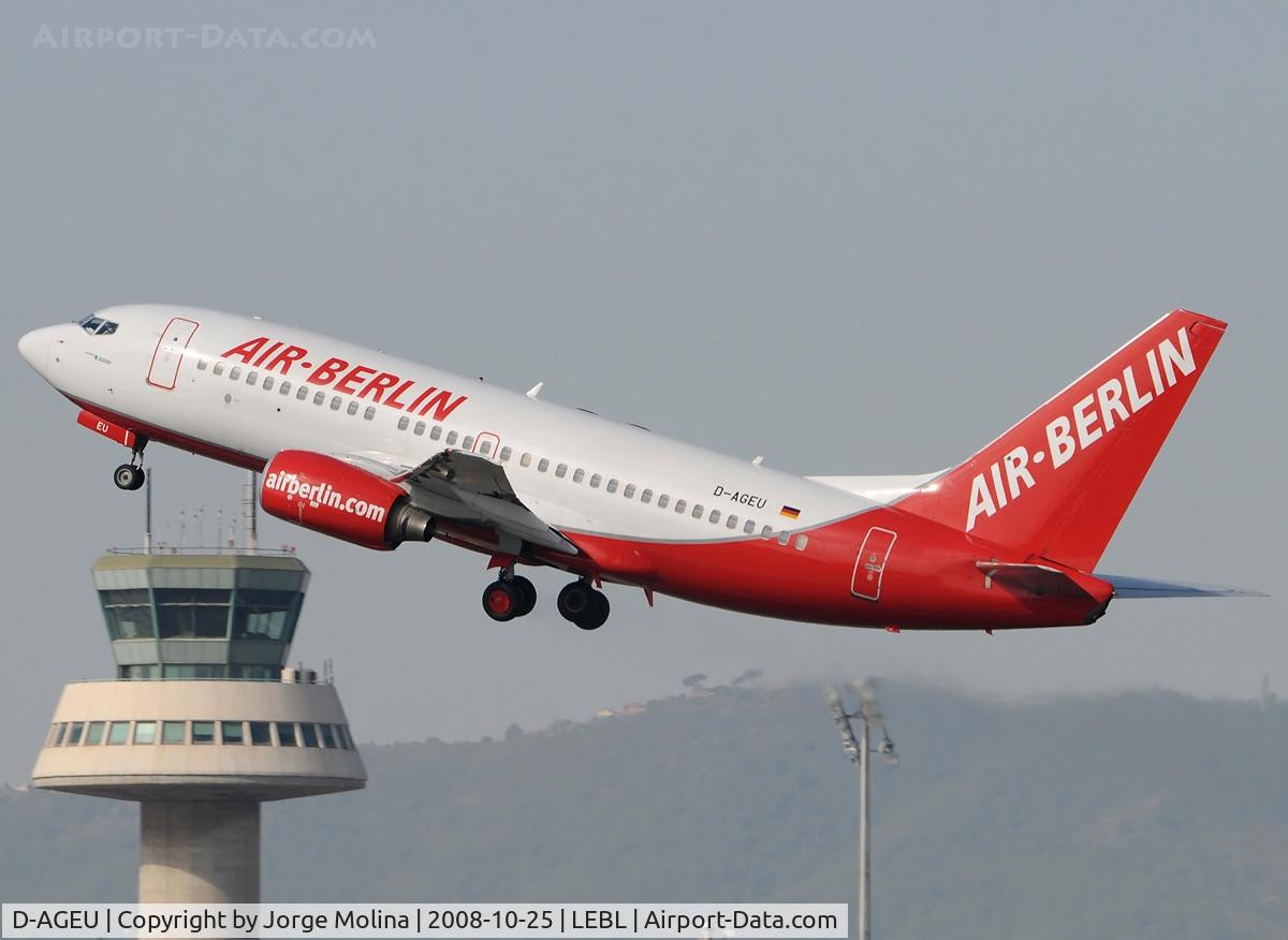 D-AGEU, 1998 Boeing 737-75B C/N 28104, Taking off RWY 25L.