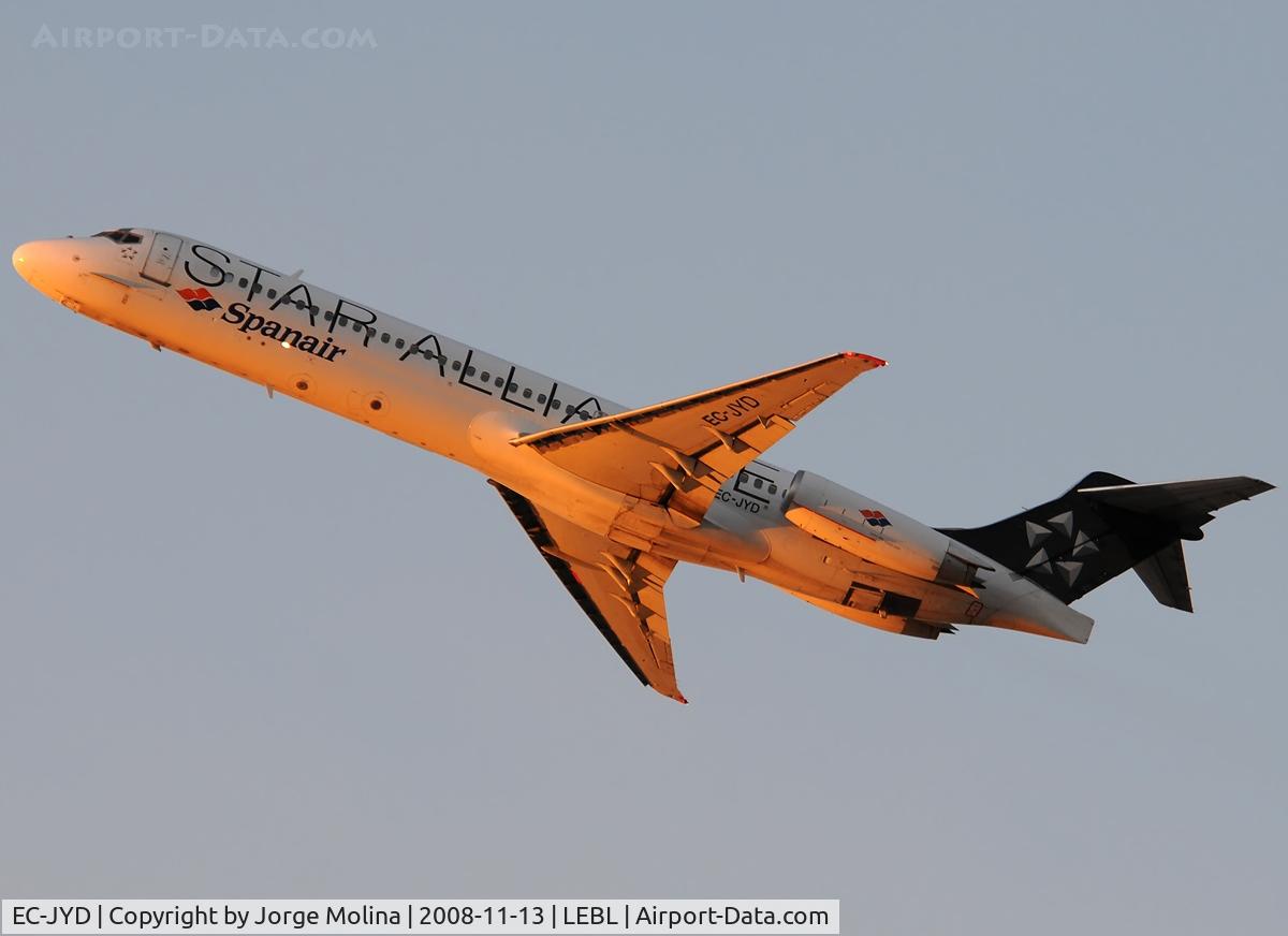 EC-JYD, 1988 McDonnell Douglas MD-87 (DC-9-87) C/N 49605, Taking off RWY 25L.