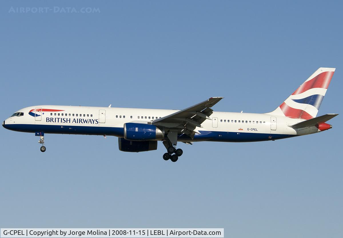 G-CPEL, 1989 Boeing 757-236 C/N 24398, On final to RWY 25R.