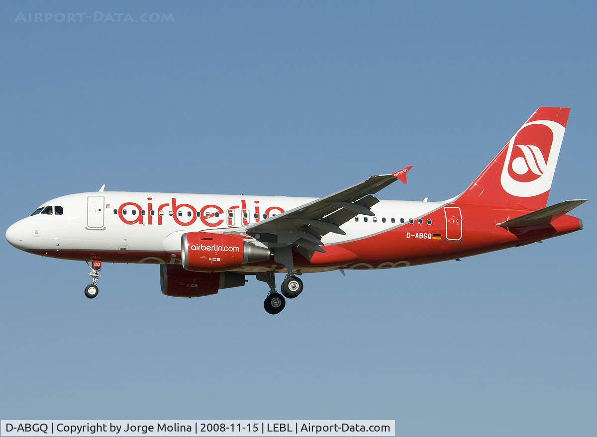 D-ABGQ, 2008 Airbus A319-112 C/N 3700, New A319 for Air-Berlin, delivery on NOV 13/2008.