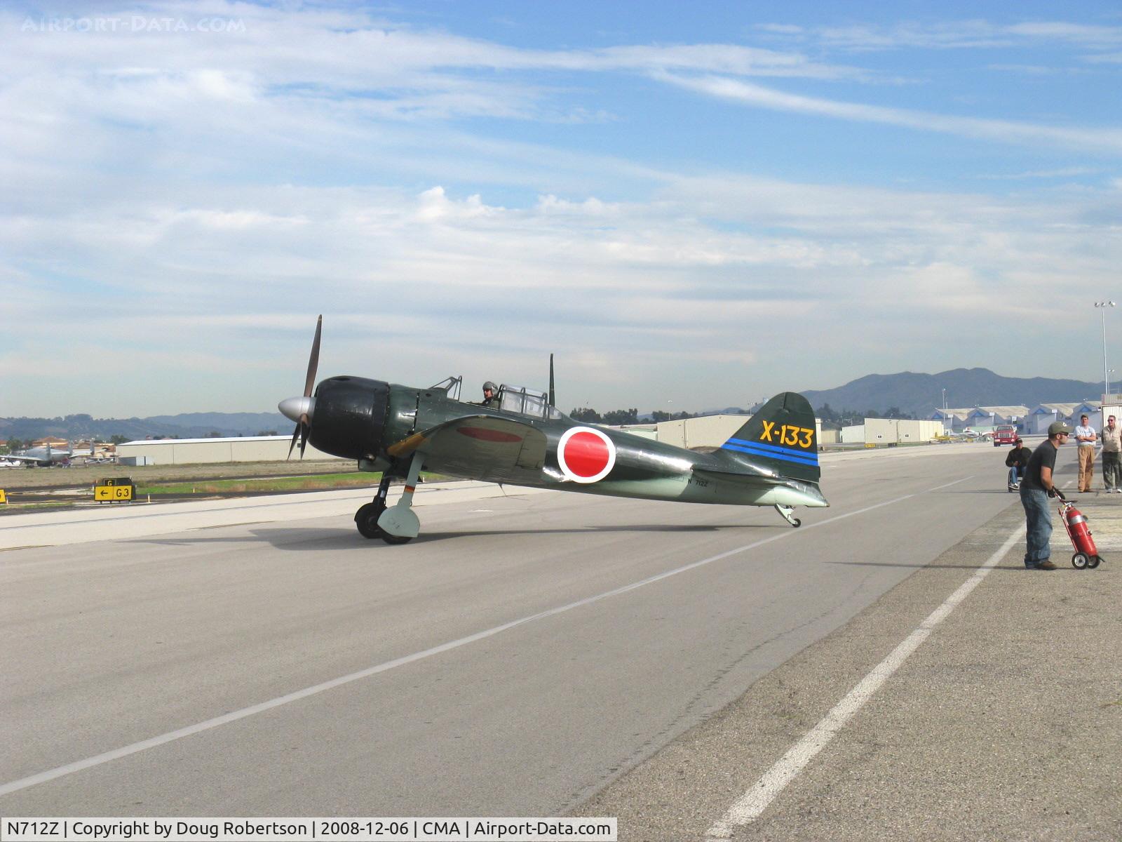 N712Z, 1942 Mitsubishi A6M3 Reisen (Zero) C/N 3869, 1942 Mitsubishi A6M3 ZERO-SEN 'ZEKE', P&W R-1830, taxi to Rwy 26