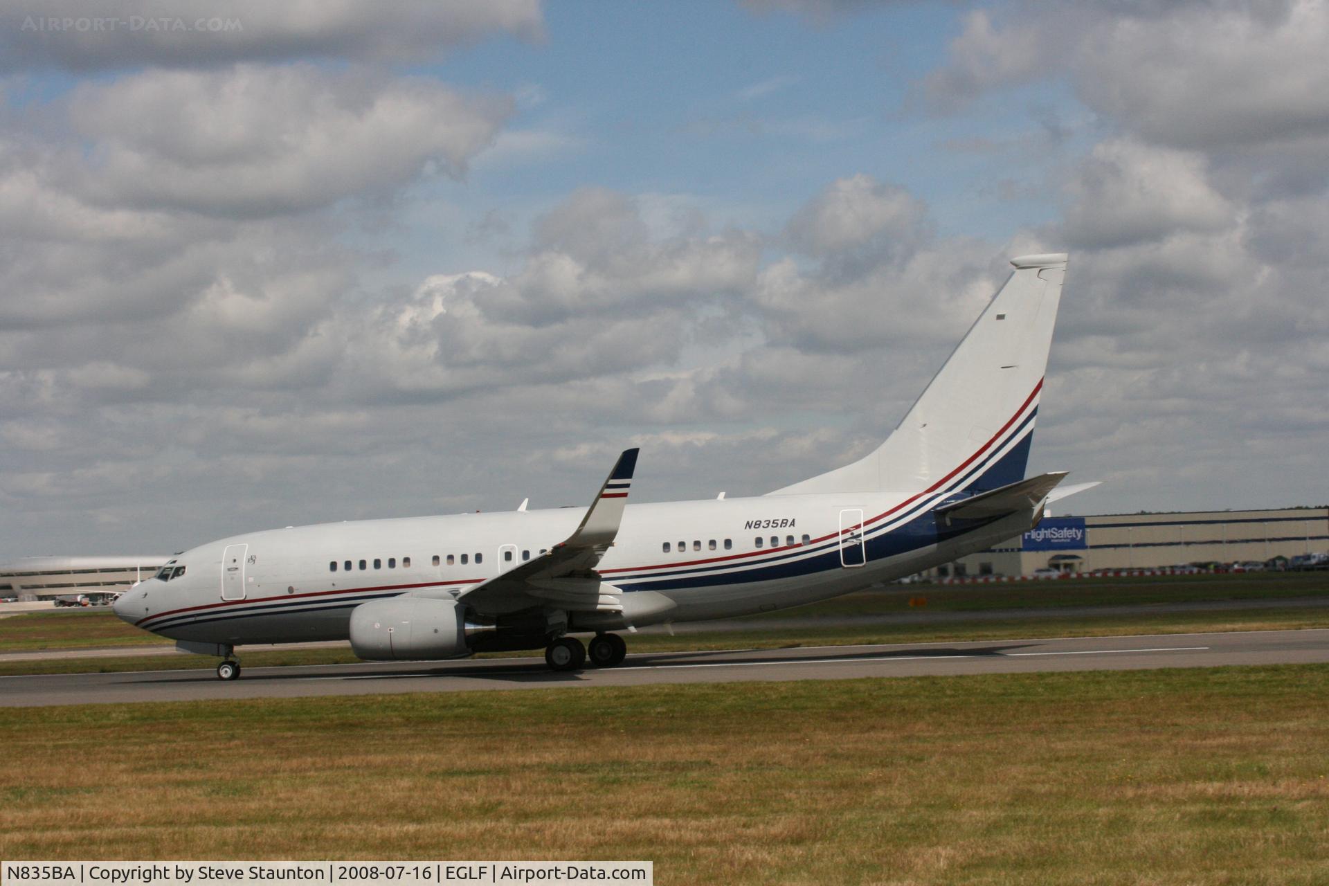 N835BA, 2001 Boeing 737-7BC C/N 30572, Taken at Farnborough Airshow on the Wednesday trade day, 16th July 2009