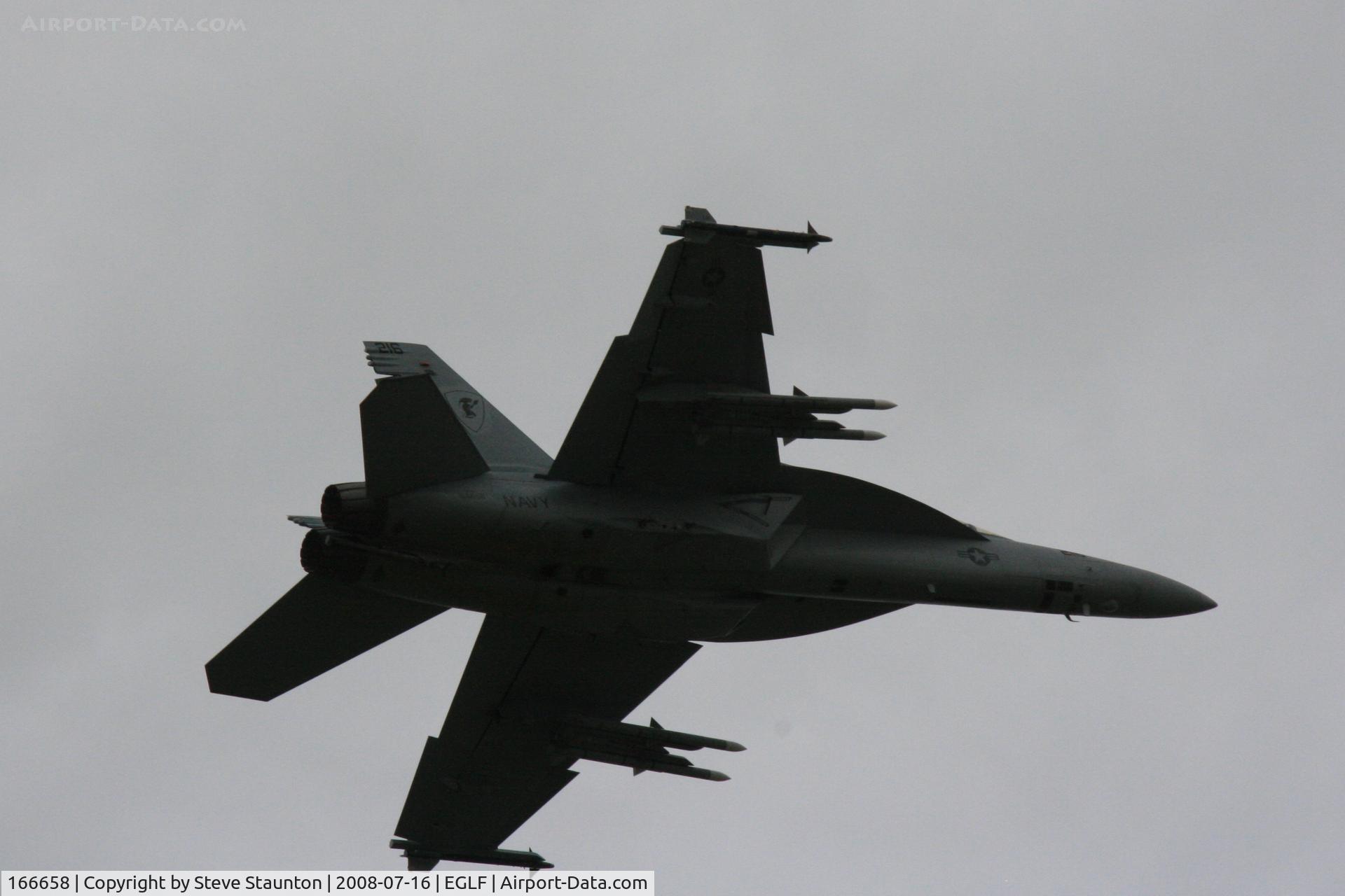 166658, Boeing F/A-18F Super Hornet C/N F136, Taken at Farnborough Airshow on the Wednesday trade day, 16th July 2009