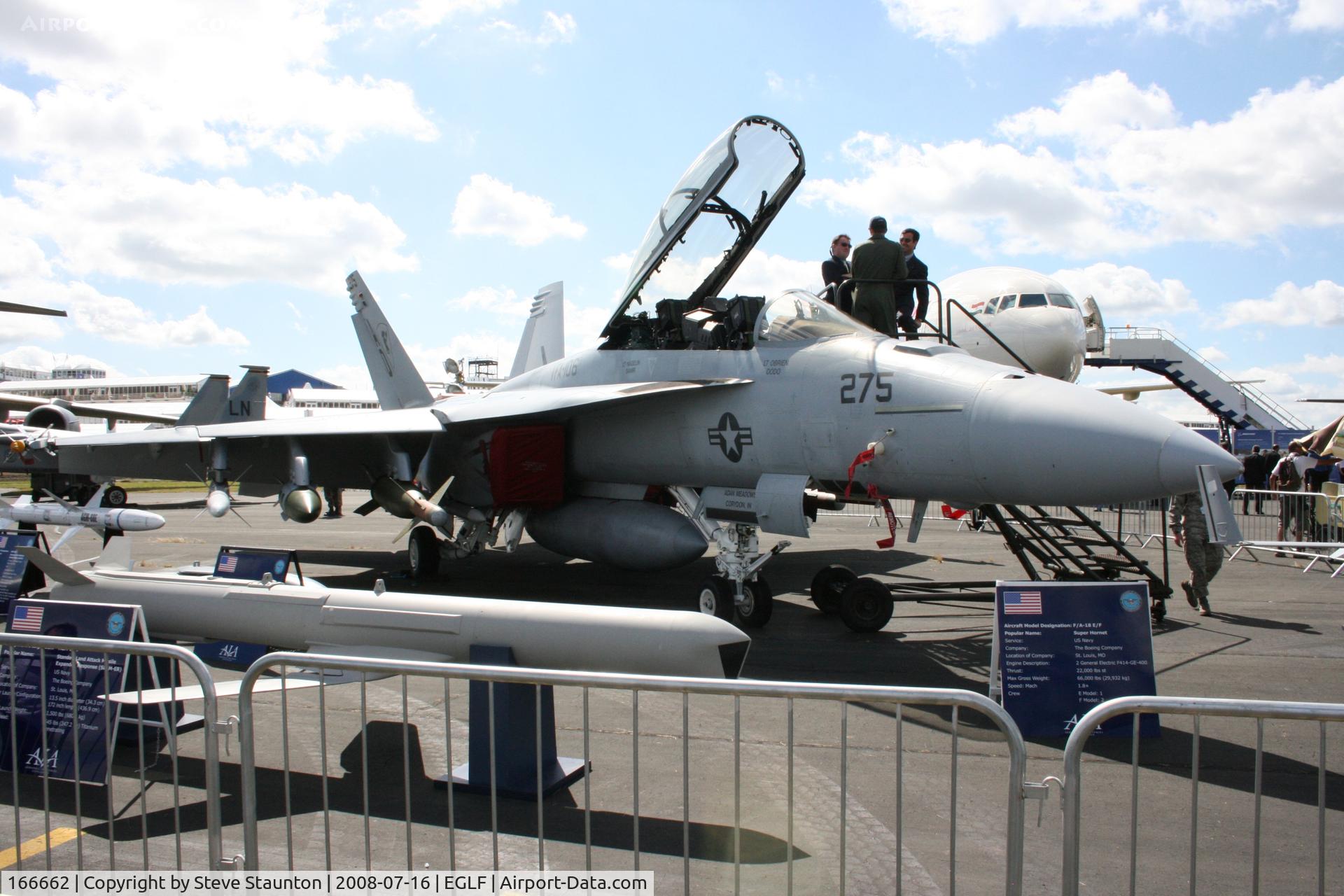166662, Boeing F/A-18F Super Hornet C/N F140, Taken at Farnborough Airshow on the Wednesday trade day, 16th July 2009