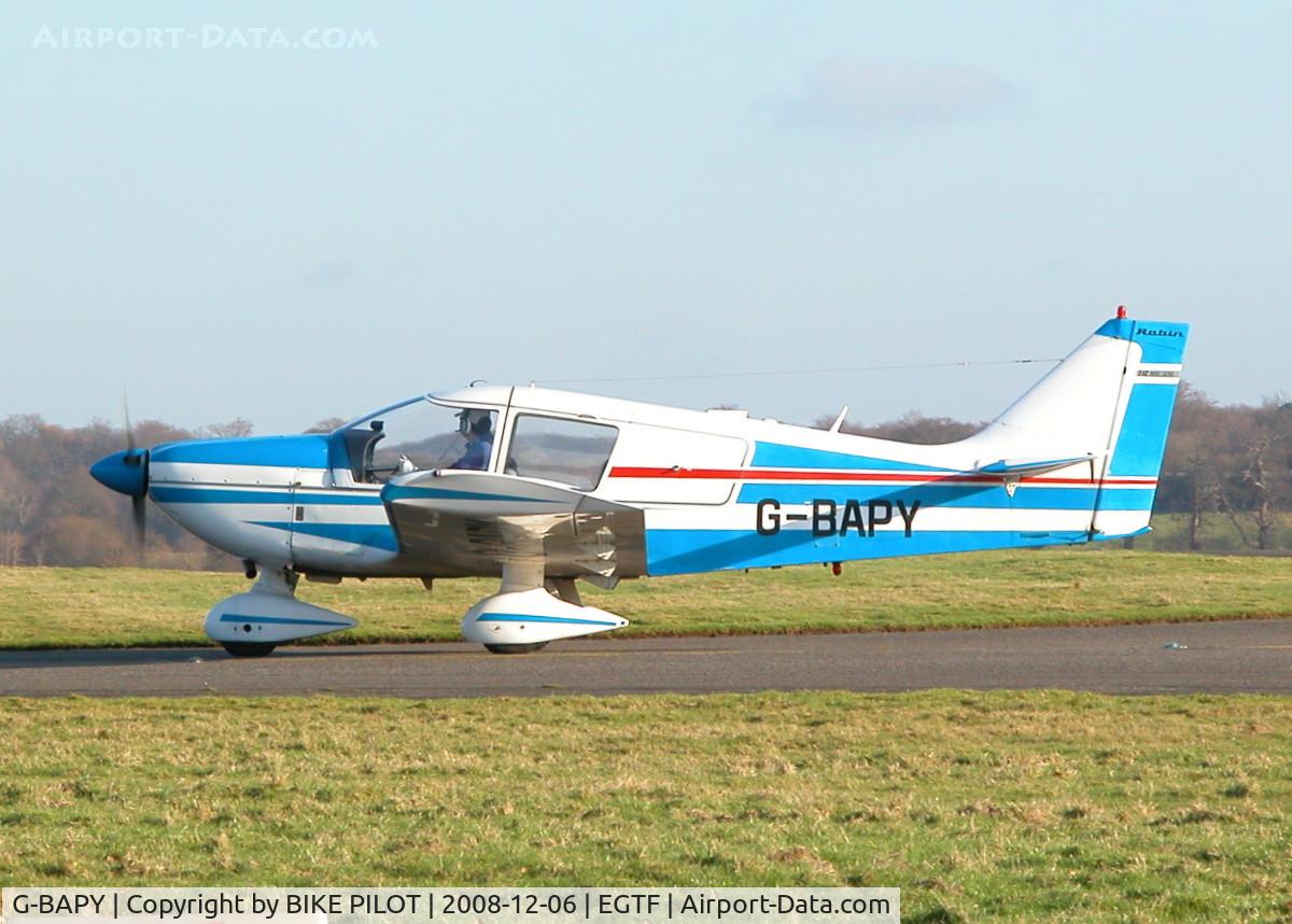 G-BAPY, 1972 Robin HR-100-210 Safari C/N 153, RETURNING AFTER LOCAL FLIGHT