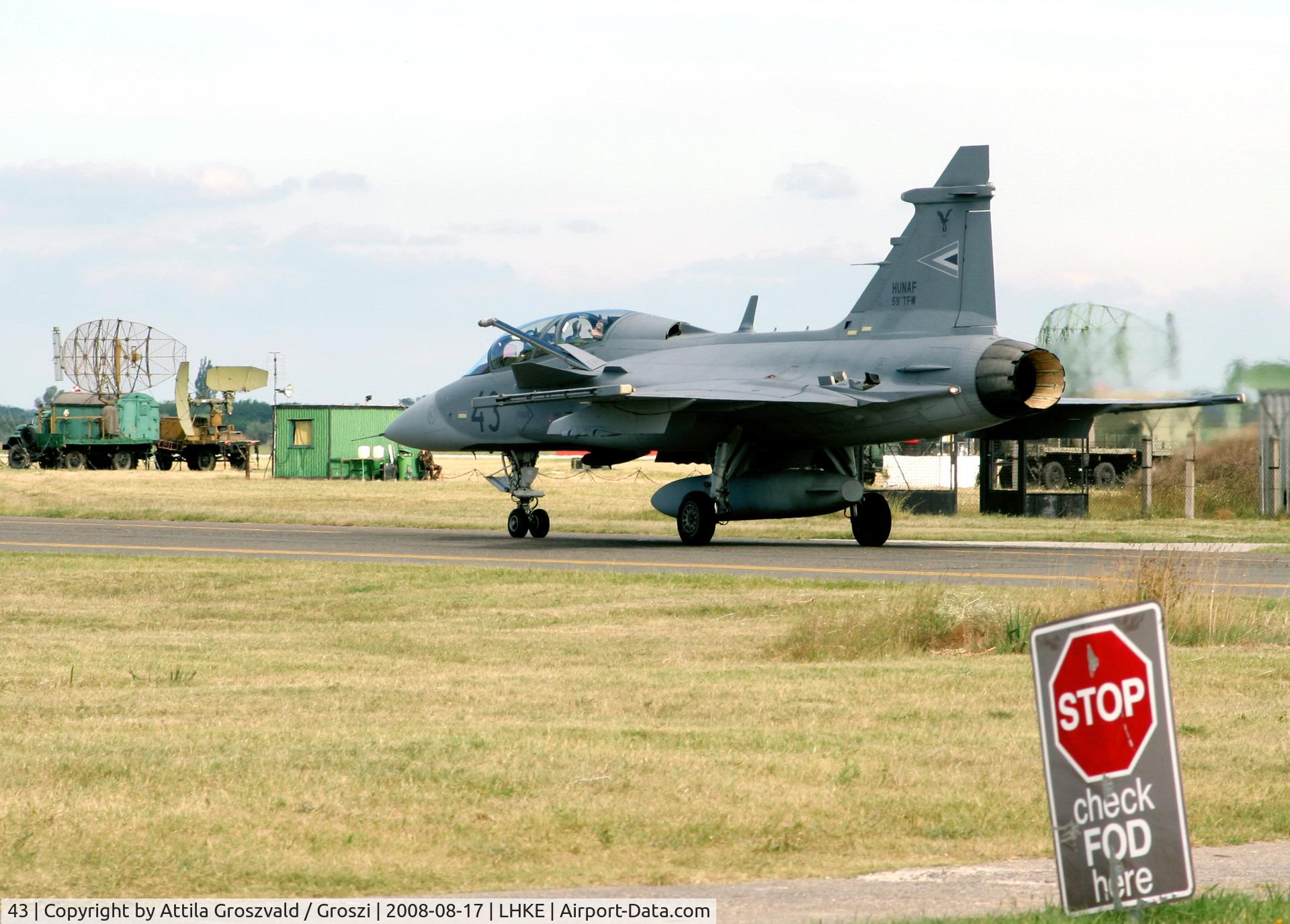 43, Saab JAS-39D Gripen C/N 39852, Kecskemét, Hungarian Air-Forces Base / LHKE / Hungary - Airshow '2008