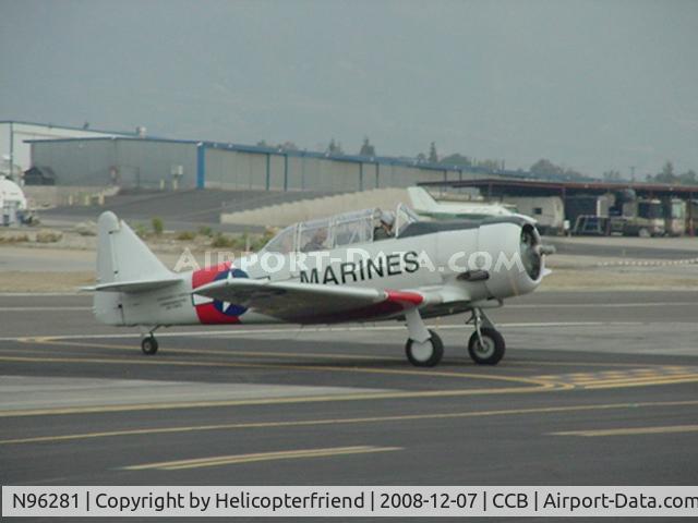 N96281, 1976 North American AT-6C Harvard IIA C/N 3832, Returning from Chino turning towards hanger at Cable