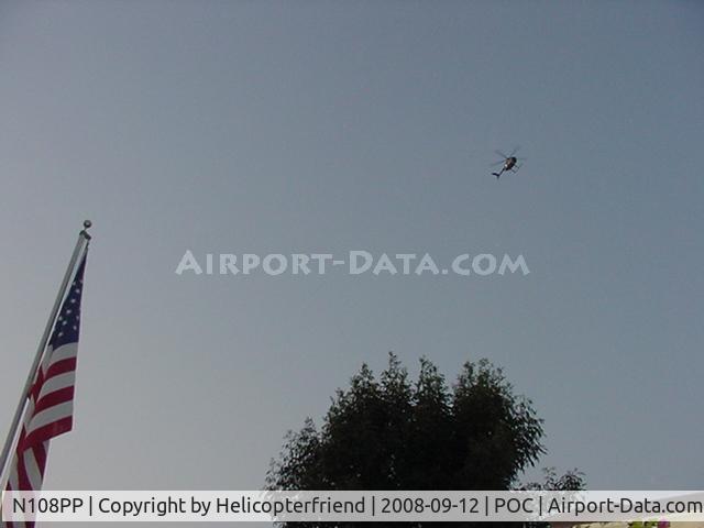 N108PP, 2008 MD Helicopters 369E C/N 0578E, Flying by the house and flag