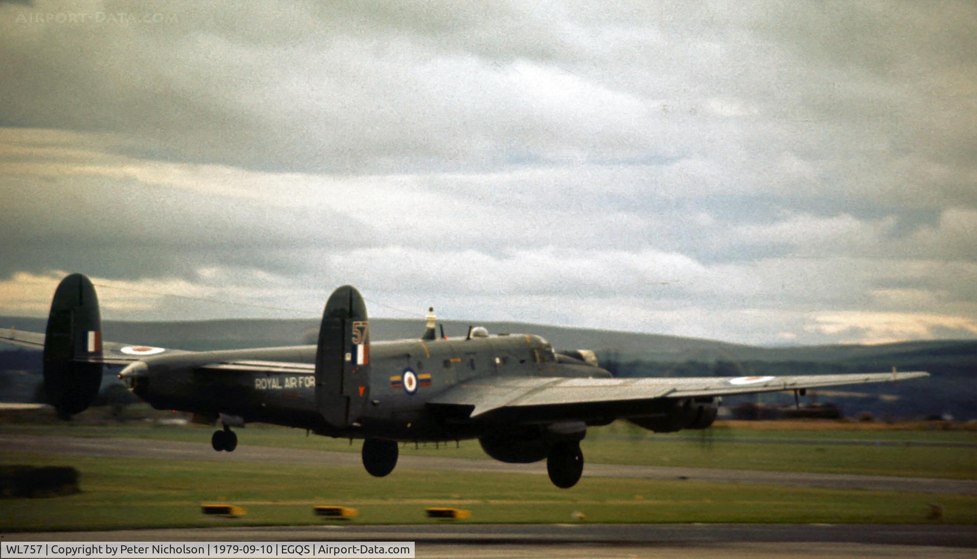 WL757, Avro 716 Shackleton AEW.2 C/N Not found WL757, WL 757 whilst serving with 8 Sqn landing at RAF Lossiemouth in 1979