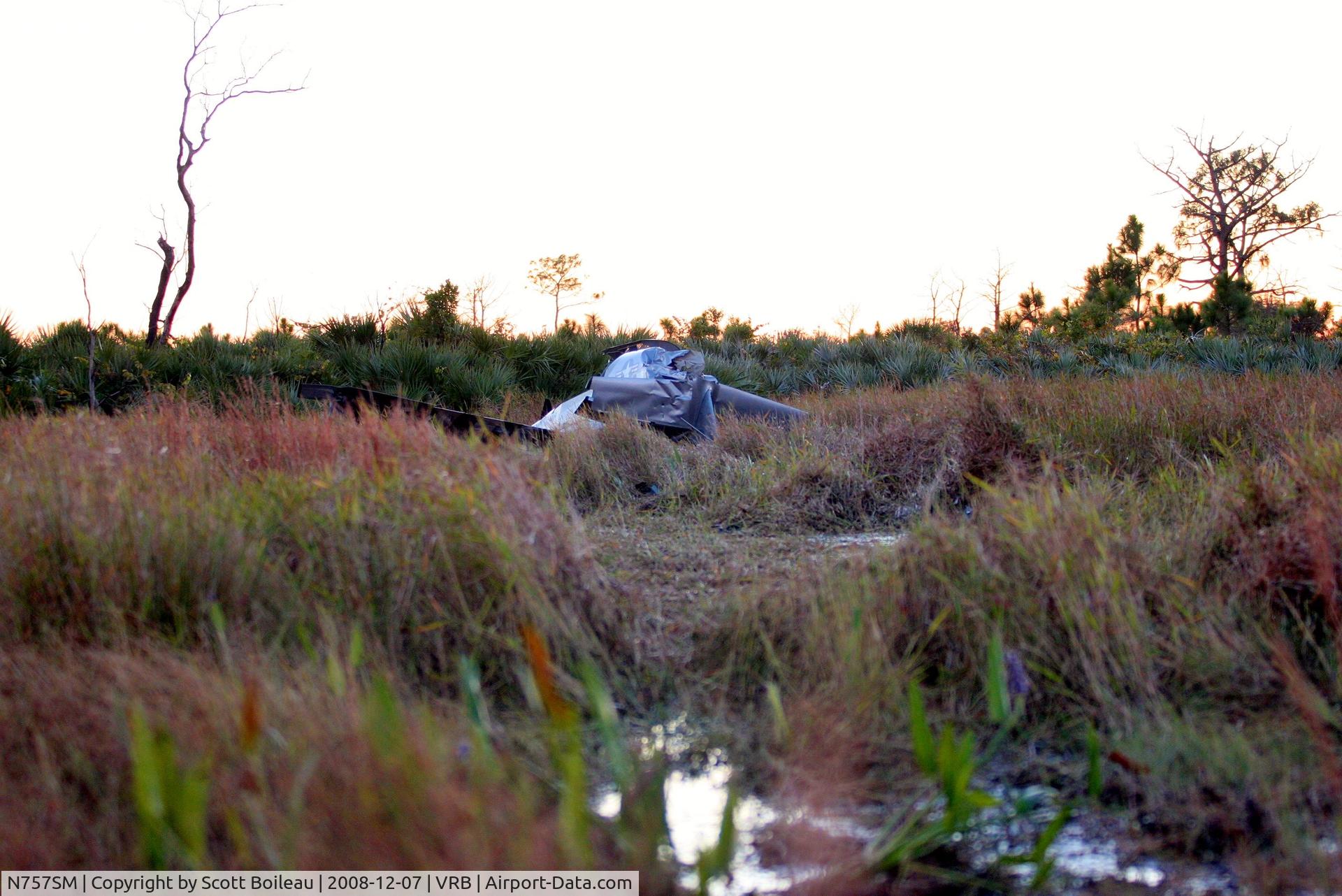 N757SM, 2007 Team Rocket F1 EVO Rocket C/N 150, The wreckage of a single engine F1 Rocket EVO lays in a marshy area of the St.Sebastian River Preserve after the pilot and only occupant made an emergency landing after loosing power of his aircraft at an altitude of around 1000 ft Sunday afternoon. The p