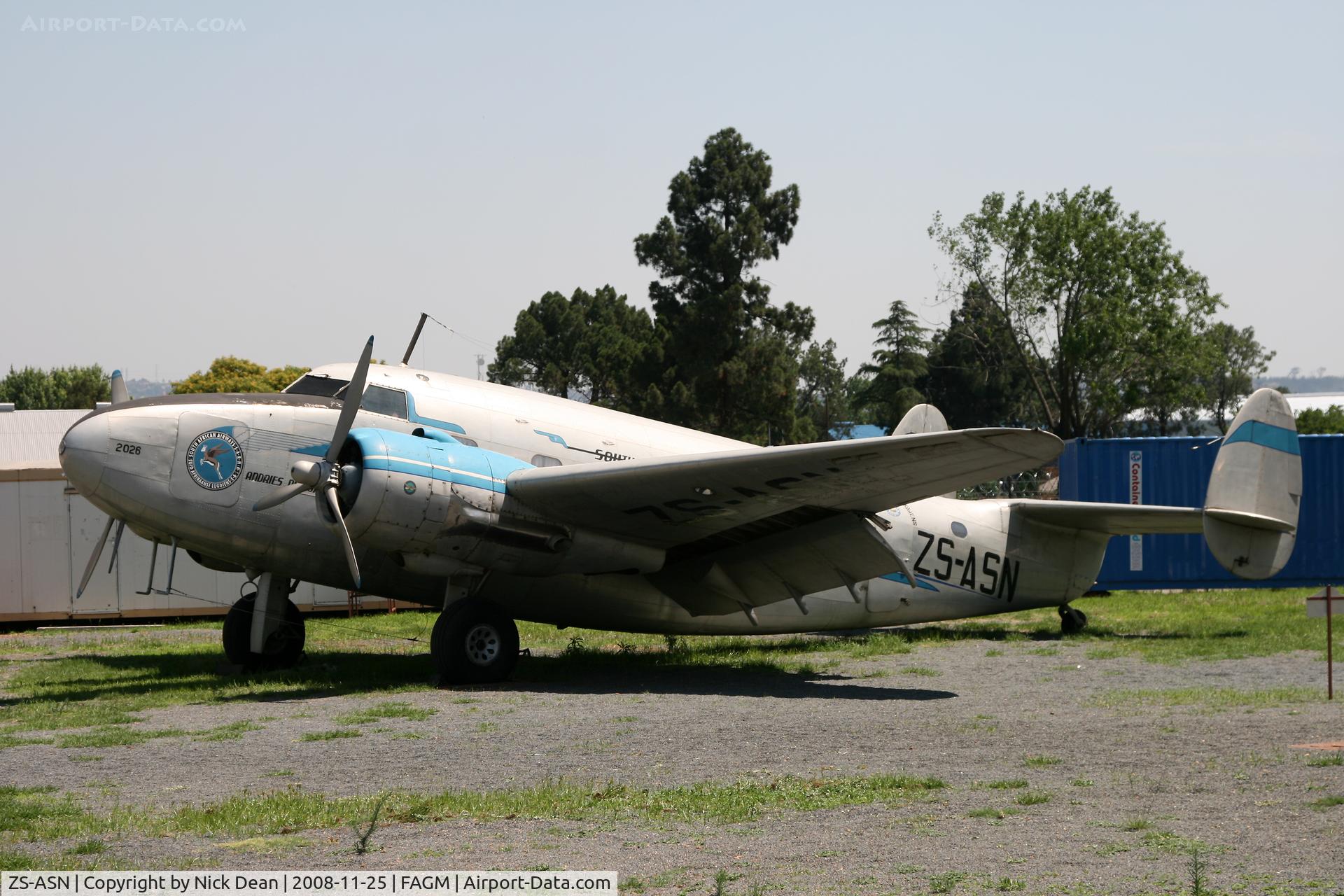 ZS-ASN, 1940 Lockheed 18-08 Lodestar C/N 18-2026, FAGM