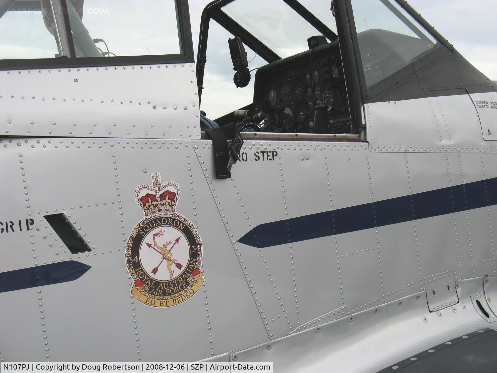 N107PJ, 1959 Commonwealth CA-25 Winjeel C/N CA25-29, 1959 Commonwealth CA-25 WINJEEL (YOUNG EAGLE), P&W R-985-AN-2 Wasp Jr. 450 Hp. RAAF Squadron Seal, Note cockpit rollover protection structure.