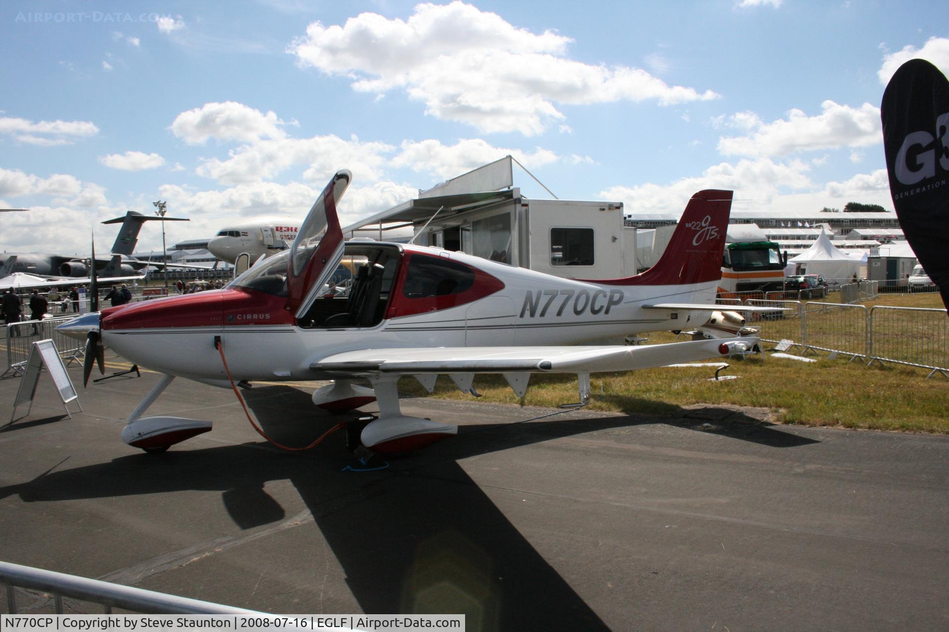 N770CP, 2008 Cirrus SR22 C/N 3045, Taken at Farnborough Airshow on the Wednesday trade day, 16th July 2009