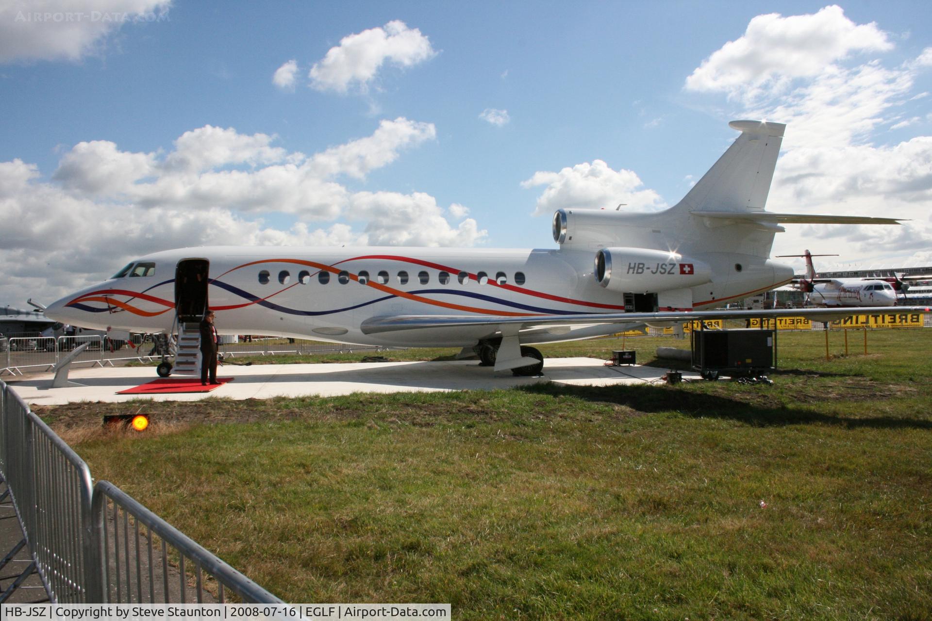 HB-JSZ, 2007 Dassault Falcon 7X C/N 004, Taken at Farnborough Airshow on the Wednesday trade day, 16th July 2009