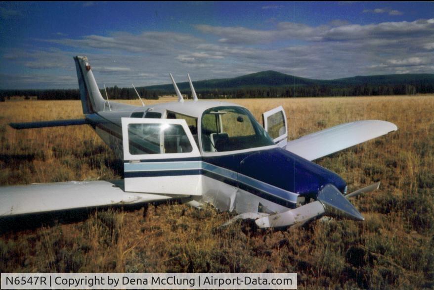 N6547R, 1974 Beech C23 Sundowner 180 C/N M-1588, Previous N6547R had forced landing on 8/21/1993 in remote area of Oregon. No injuries to two occupants.
