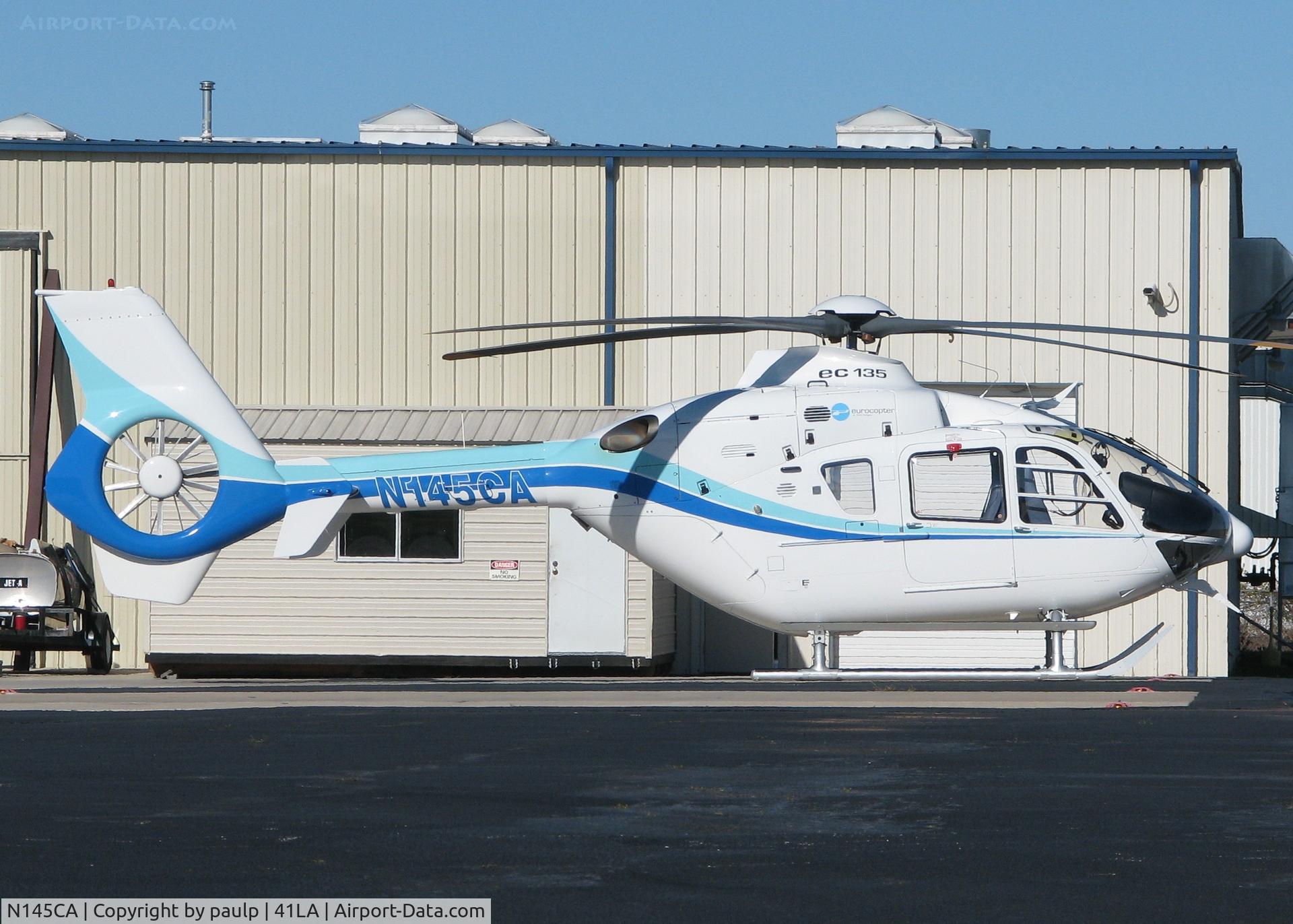 N145CA, 2002 Eurocopter EC-135T-2 C/N 0243, Parked at Metro Aviation near the Downtown Shreveport airport.