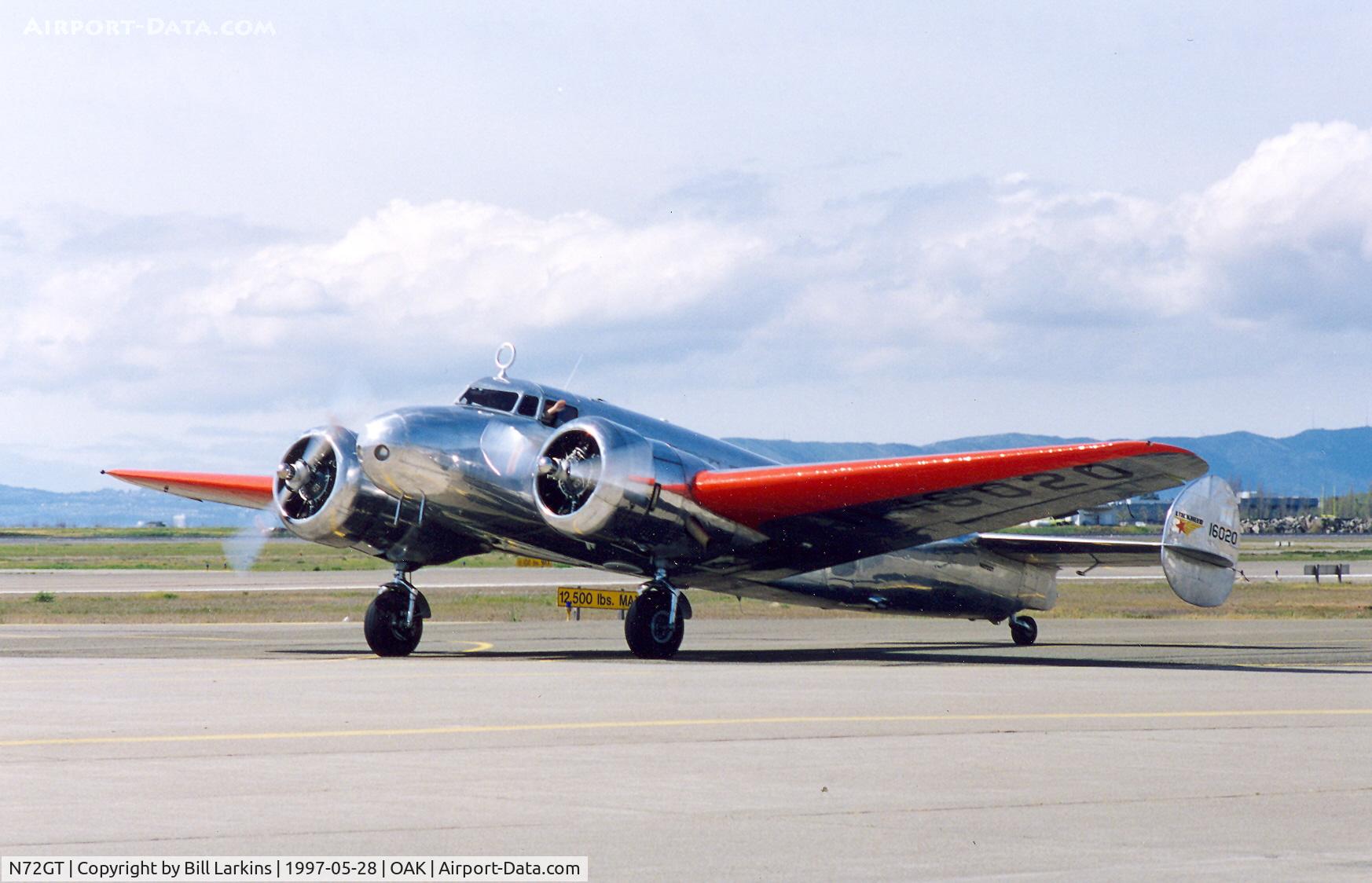 N72GT, 1935 Lockheed Electra 10-E C/N 1015, Linda Finch arriving back at Oakland CA upon completion of her world flight commemorating Earhart's 1937 attempt.