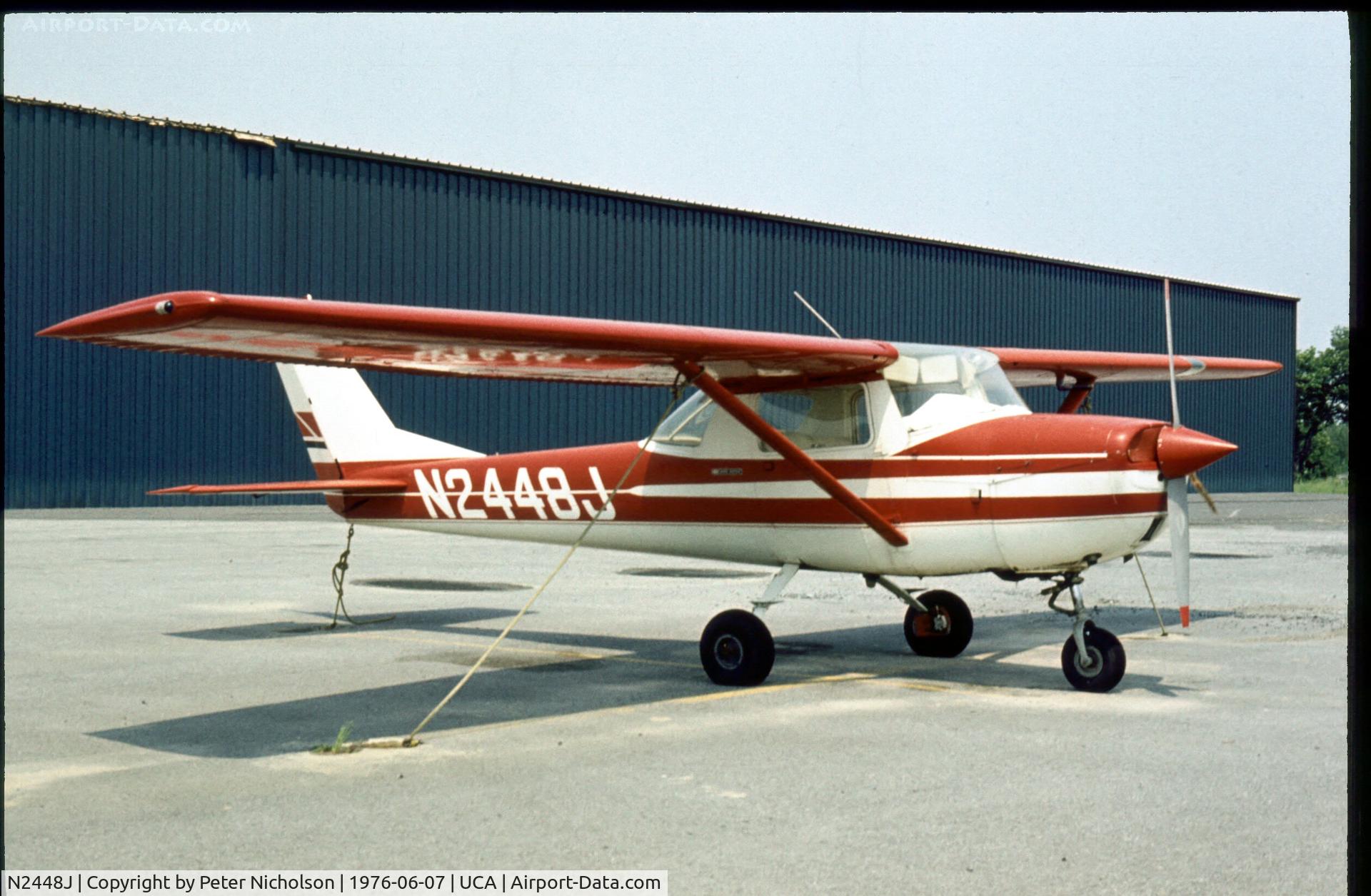 N2448J, 1966 Cessna 150G C/N 15065548, Parked at Oneida County Airport, New York State in 1976. Airport closed in 2007.