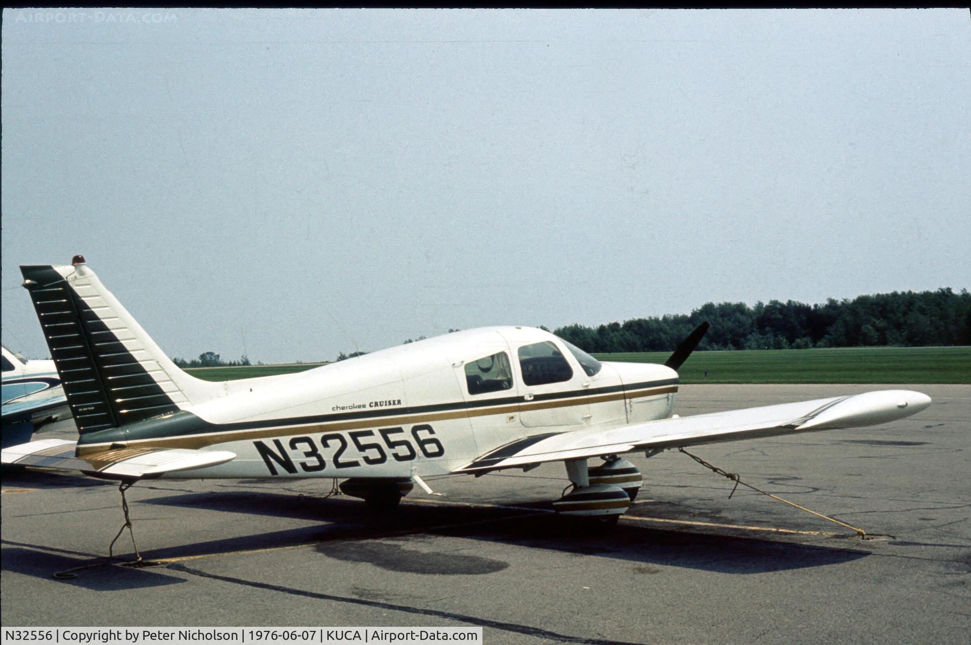 N32556, 1974 Piper PA-28-140 C/N 28-7525083, This Cruiser was at Oneida County Airport, New York State in 1976. Airport closed in 2007.