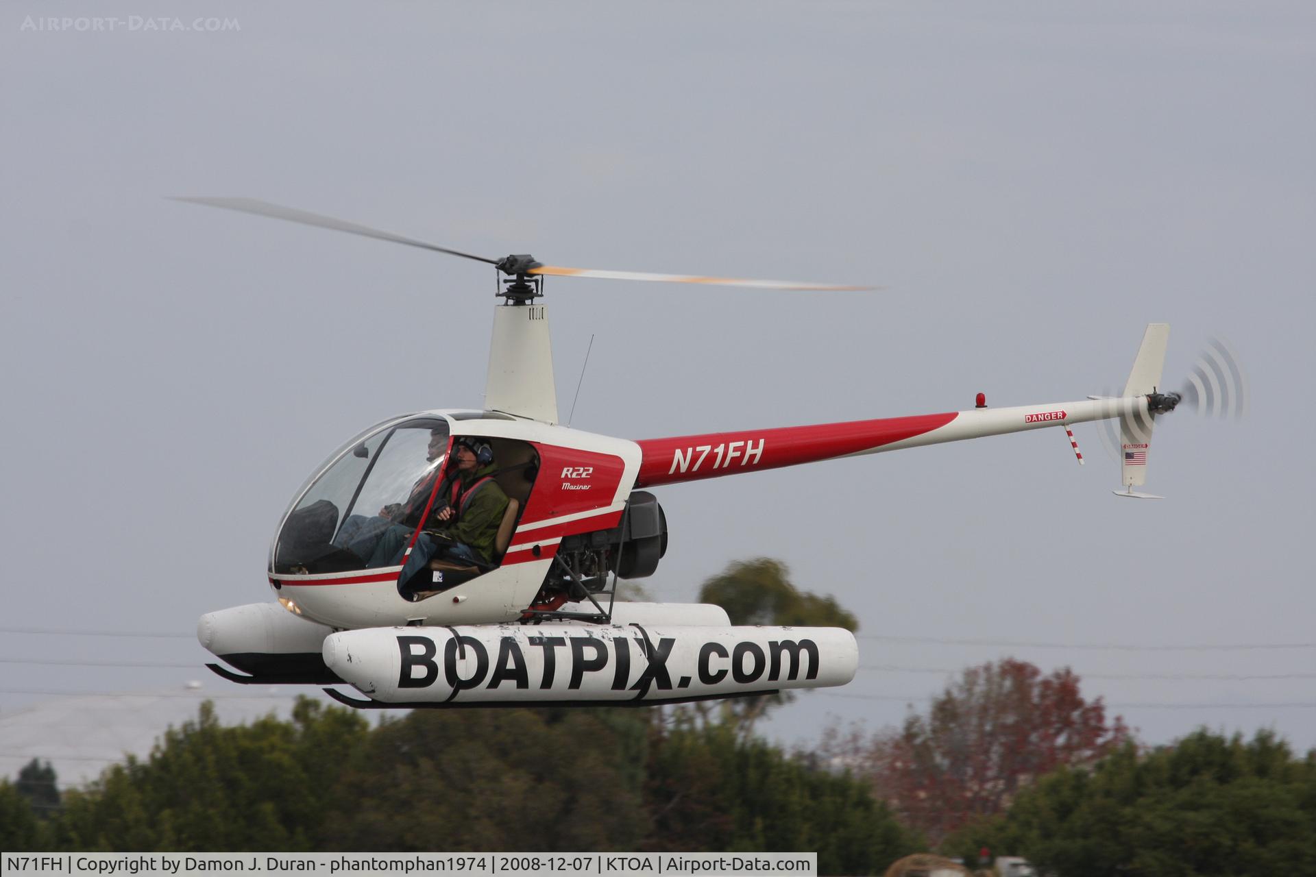 N71FH, 1991 Robinson R22 MARINER C/N 1724M, Taken at Torrance Airport on one of its flights back and forth to the marina