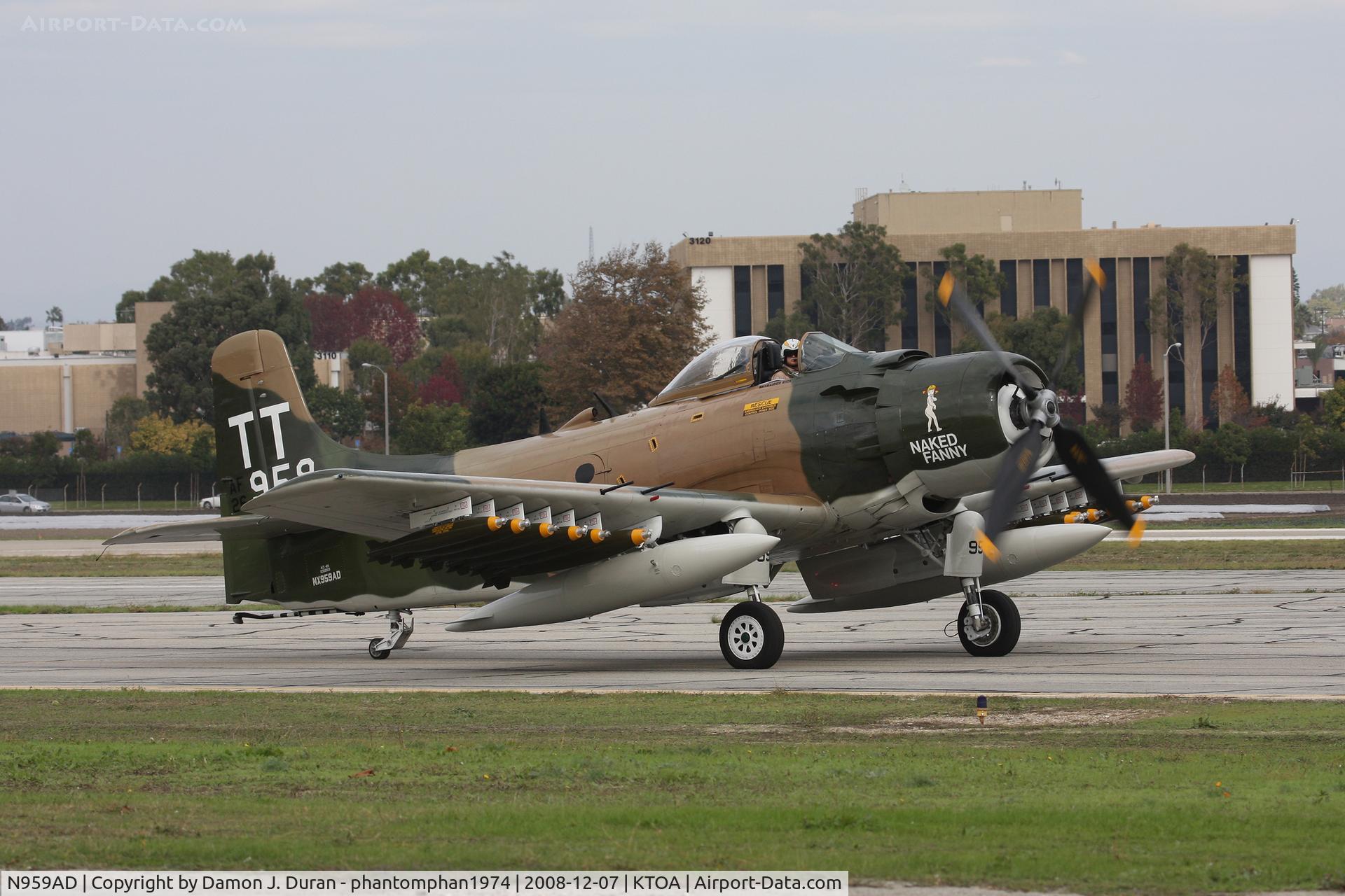 N959AD, Douglas A-1D Skyraider (AD-4NA) C/N 7759, Taxing to static display for WMOF Holiday Open House