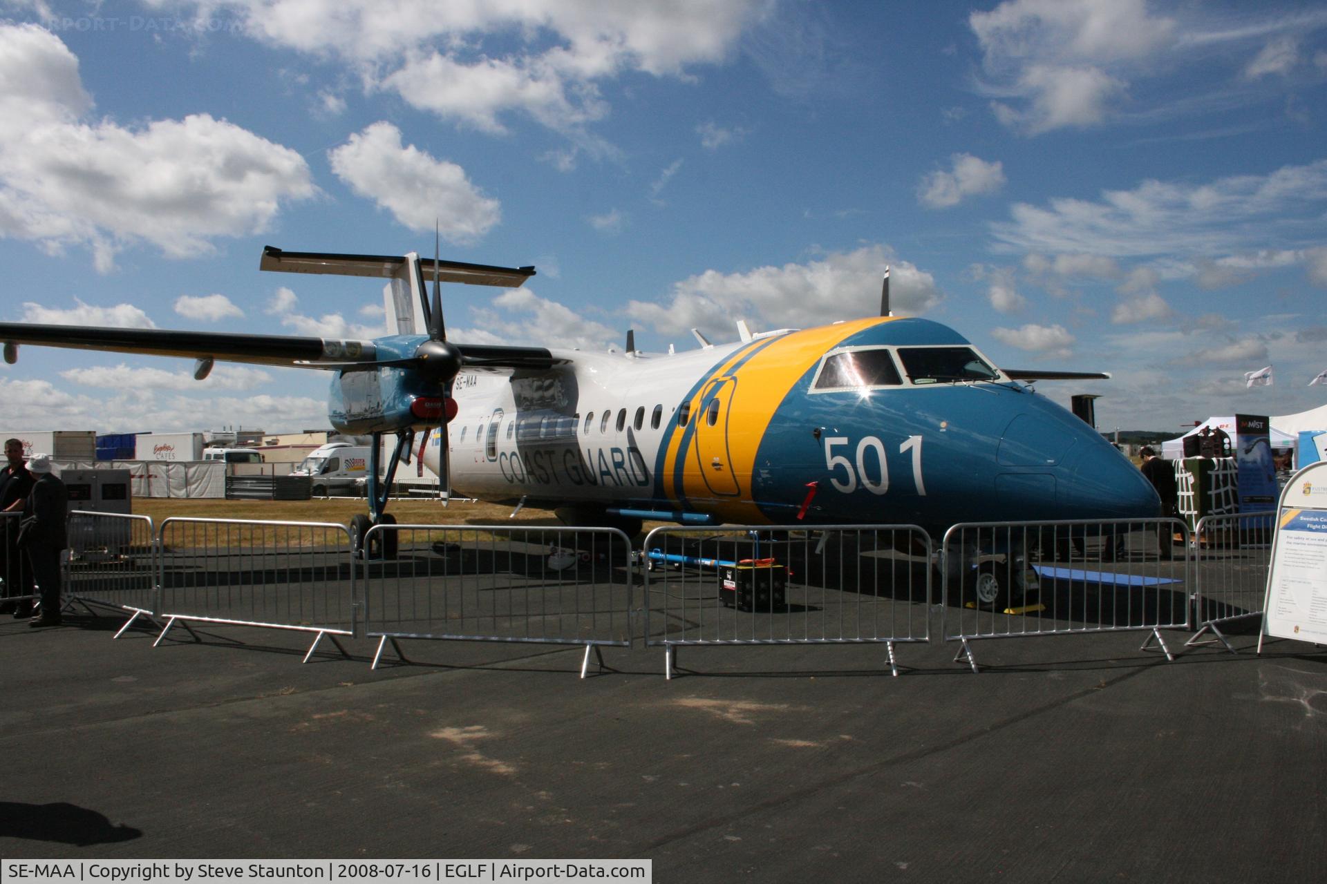 SE-MAA, 2006 De Havilland Canada DHC-8-311AQ Dash 8 C/N 622, Taken at Farnborough Airshow on the Wednesday trade day, 16th July 2009