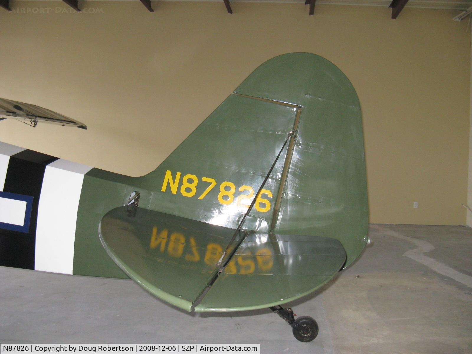 N87826, 1946 Piper J3C-65 Cub Cub C/N 15221, 1946 Piper J3C-65 as L-4 GRASSHOPPER, Continental C85 85 Hp, ex STEVE McQUEEN aircraft, tail data
